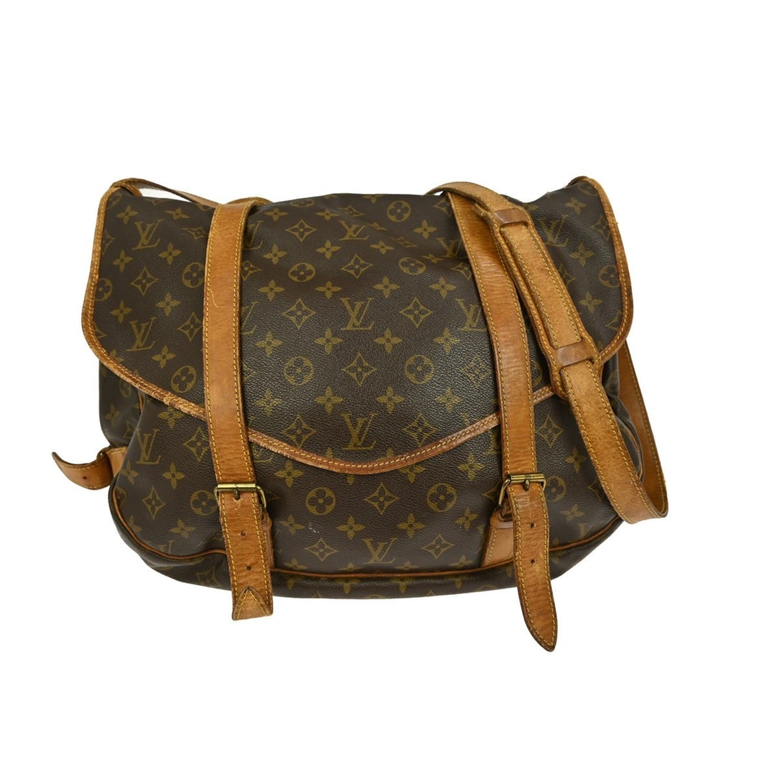 Louis Vuitton Saumur 43 Monogram Canvas Messenger Shoulder Bag: Louis Vuitton Saumur 43 Monogram Canvas Messenger Shoulder Bag This Louis Vuitton Saumur 43 messenger bag is crafted from iconic brown monogram canvas leather and features a crossbody leather strap wi