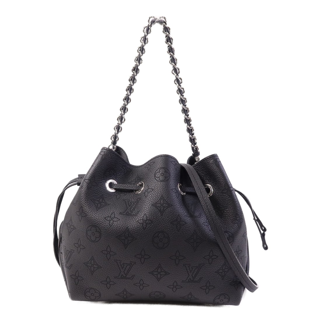 Louis Vuitton Bella Mahina Black Calfskin 2-Way Shoulder Bag M57070: Louis Vuitton Bella Mahina Black Calfskin 2-Way Shoulder Bag M57070 This Louis Vuitton Bella 2-way shoulder handbag features a sleek Mahina design in black calfskin leather. The bag offers versatile s