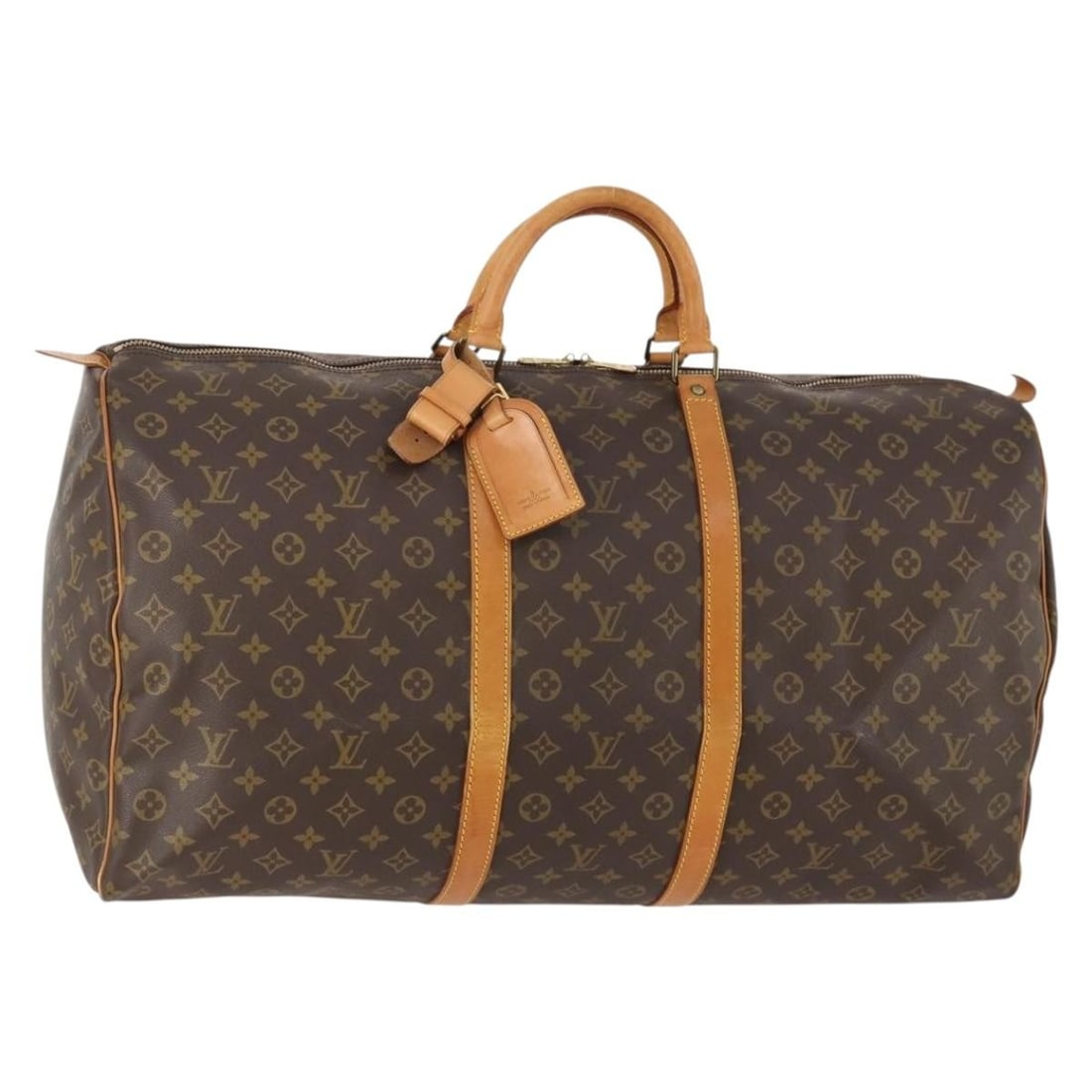 Louis Vuitton Keepall 60 Monogram Canvas Boston Bag M41422 France: Louis Vuitton Keepall 60 Monogram Canvas Boston Bag M41422 France This Louis Vuitton Monogram Keepall 60 Boston Bag features the iconic monogram canvas exterior with leather trim. The bag is designed 