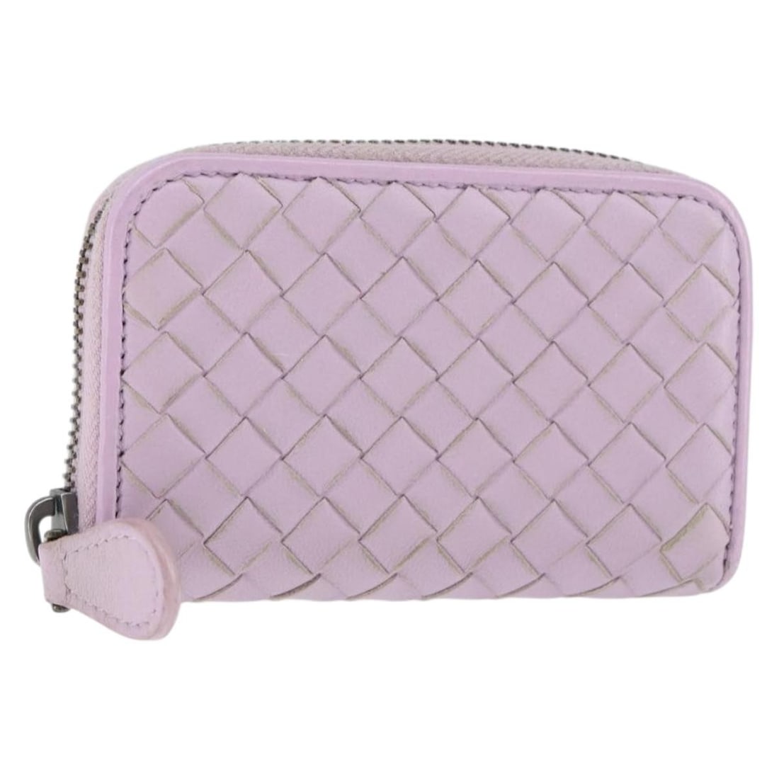 BOTTEGA VENETA Pink Leather Intrecciato Coin Purse Authentic: BOTTEGA VENETA Pink Leather Intrecciato Coin Purse Authentic This Bottega Veneta Intrecciato coin purse is a stylish accessory crafted from high-quality leather in a charming pink hue. With dimensions
