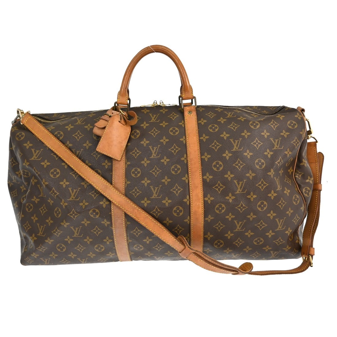 Louis Vuitton Keepall Bandouliiere 60 Monogram Canvas Travel Duffle Bag M41412: Louis Vuitton Keepall Bandouliiere 60 Monogram Canvas Travel Duffle Bag M41412 This is a vintage Louis Vuitton Keepall Bandouliere 60 duffle bag, crafted from monogram canvas leather with a classic br