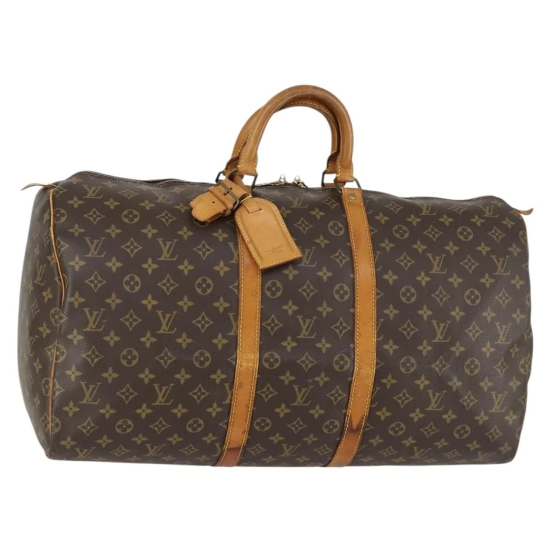 LOUIS VUITTON Monogram Keepall 55 Boston Bag M41424 Auth Name Tag (1 of 18)