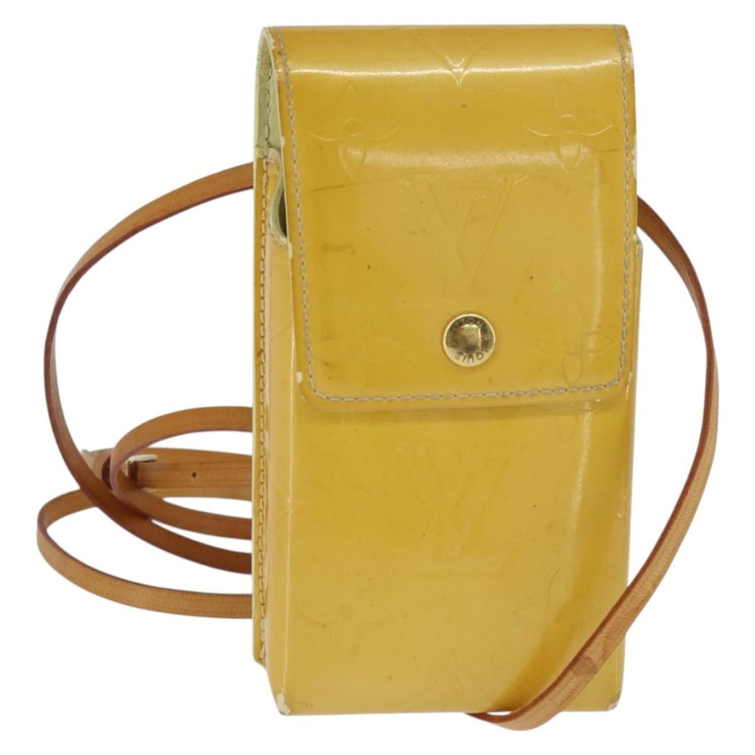 LOUIS VUITTON Monogram Vernis Walker Wallet Lime Yellow M91074 Auth (1 of 18)