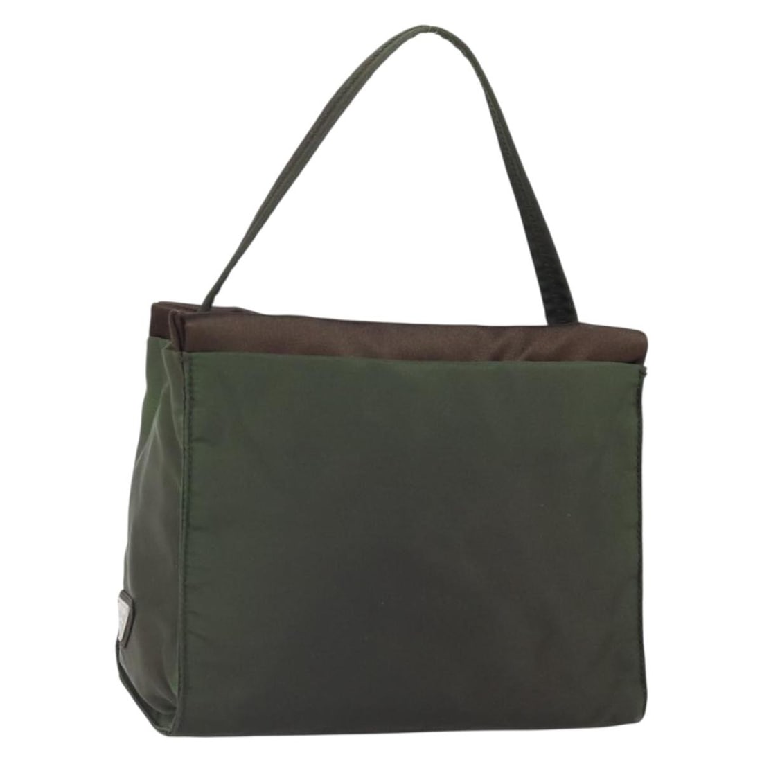 Prada Khaki and Silver Nylon Women's Shoulder Bag Made in Italy: Prada Khaki and Silver Nylon Women's Shoulder Bag Made in Italy This PRADA shoulder bag is crafted from durable khaki nylon with silver-tone accents. Designed for women, it features a compact silhouet