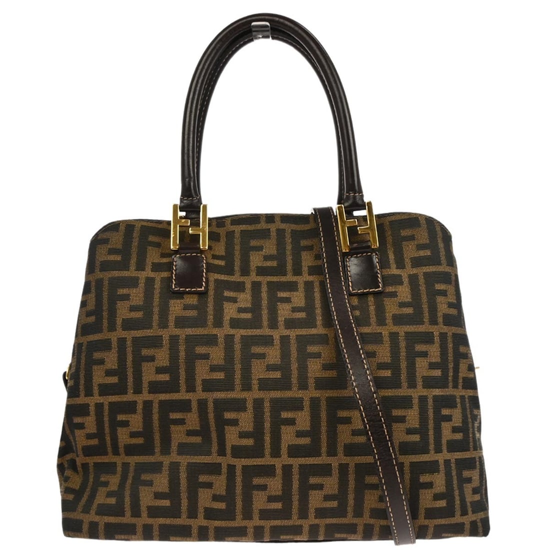 Fendi Zucca Canvas Brown Medium Handbag with Double Handles (1 of 10)