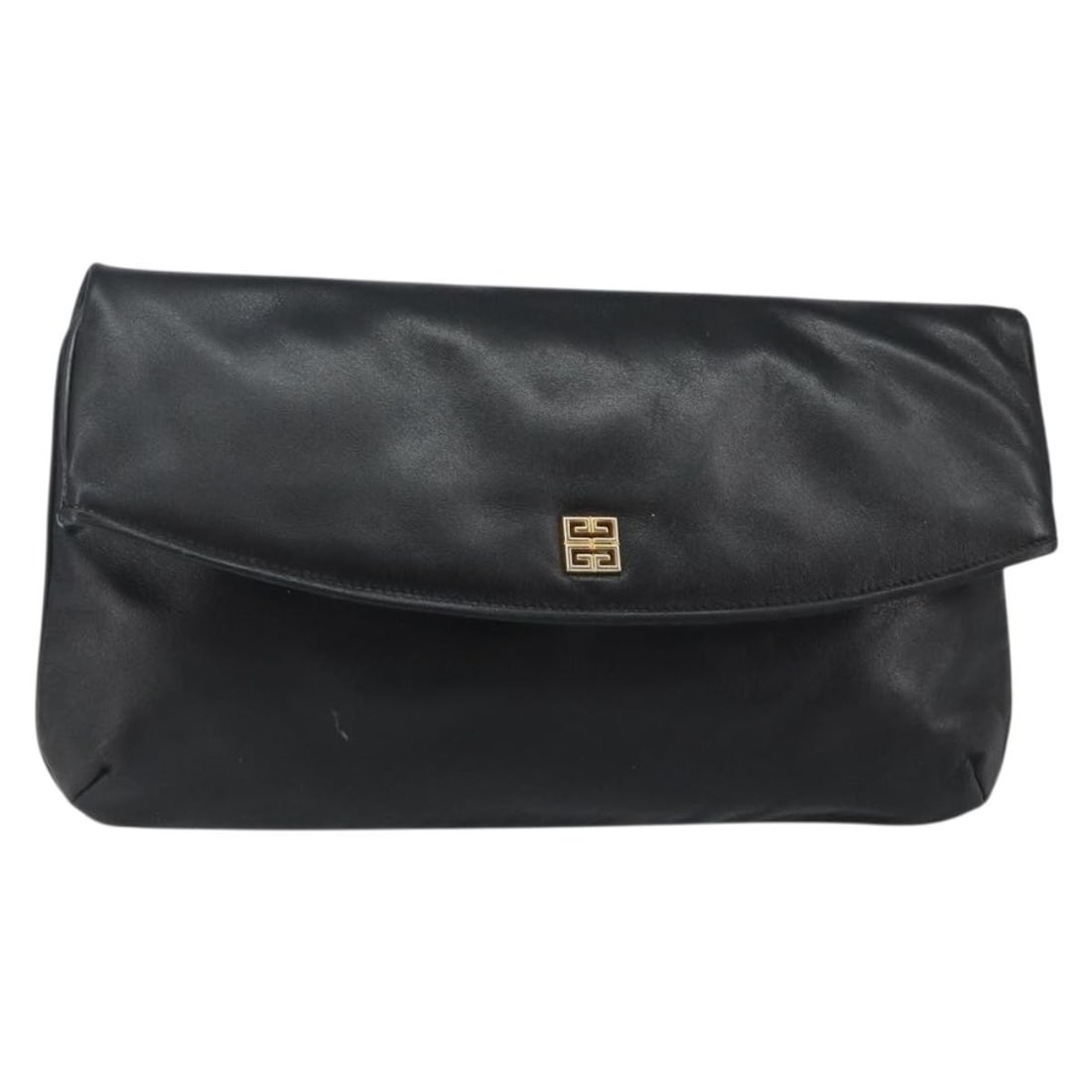 GIVENCHY Black Gold Leather Clutch Bag Auth AM9079: GIVENCHY Black Gold Leather Clutch Bag Auth AM9079 This GIVENCHY clutch bag combines elegance with a touch of contemporary flair. Crafted from high-quality leather in a striking black and gold color s