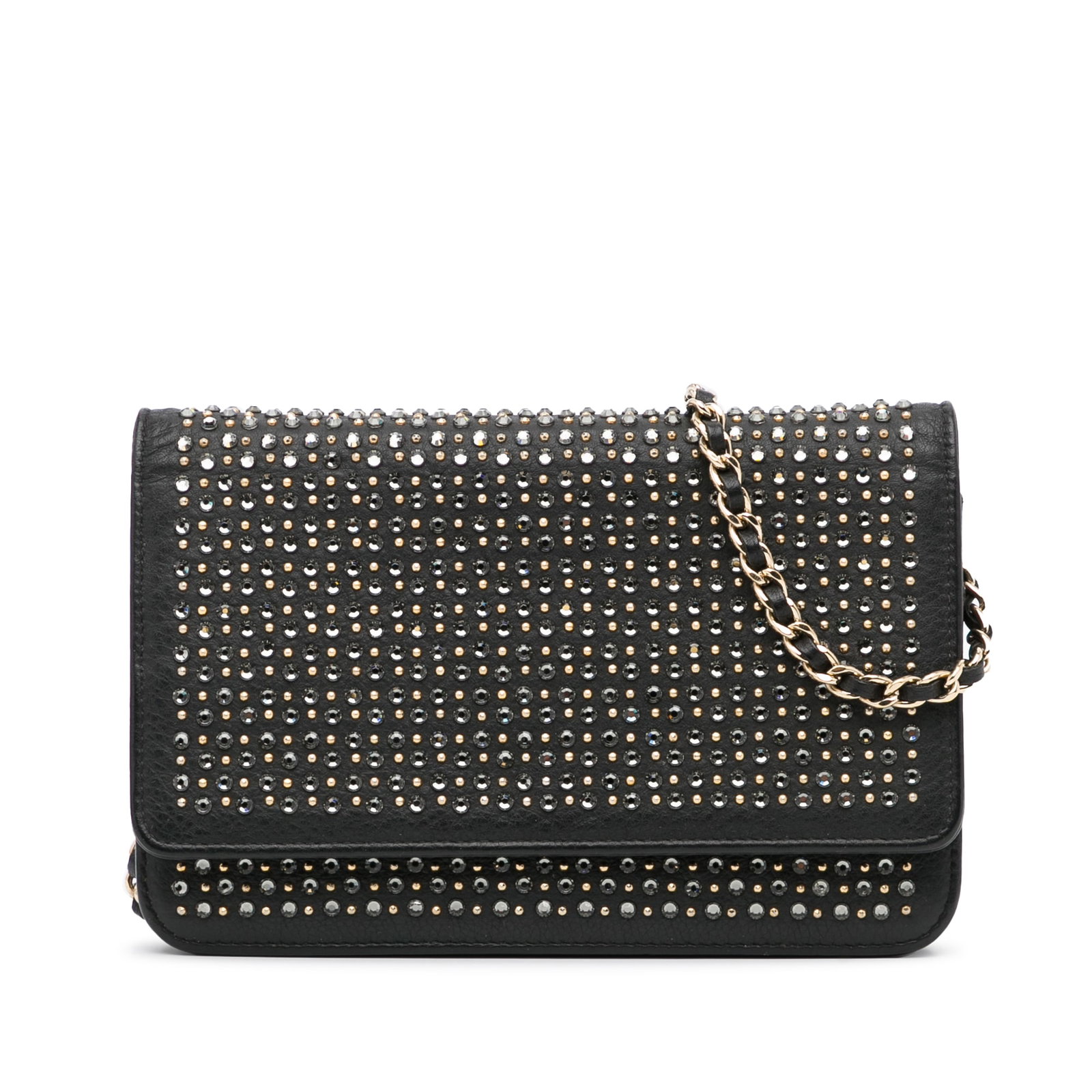 Chanel Black Studded Leather Wallet on Chain Made in Italy (1 of 12)