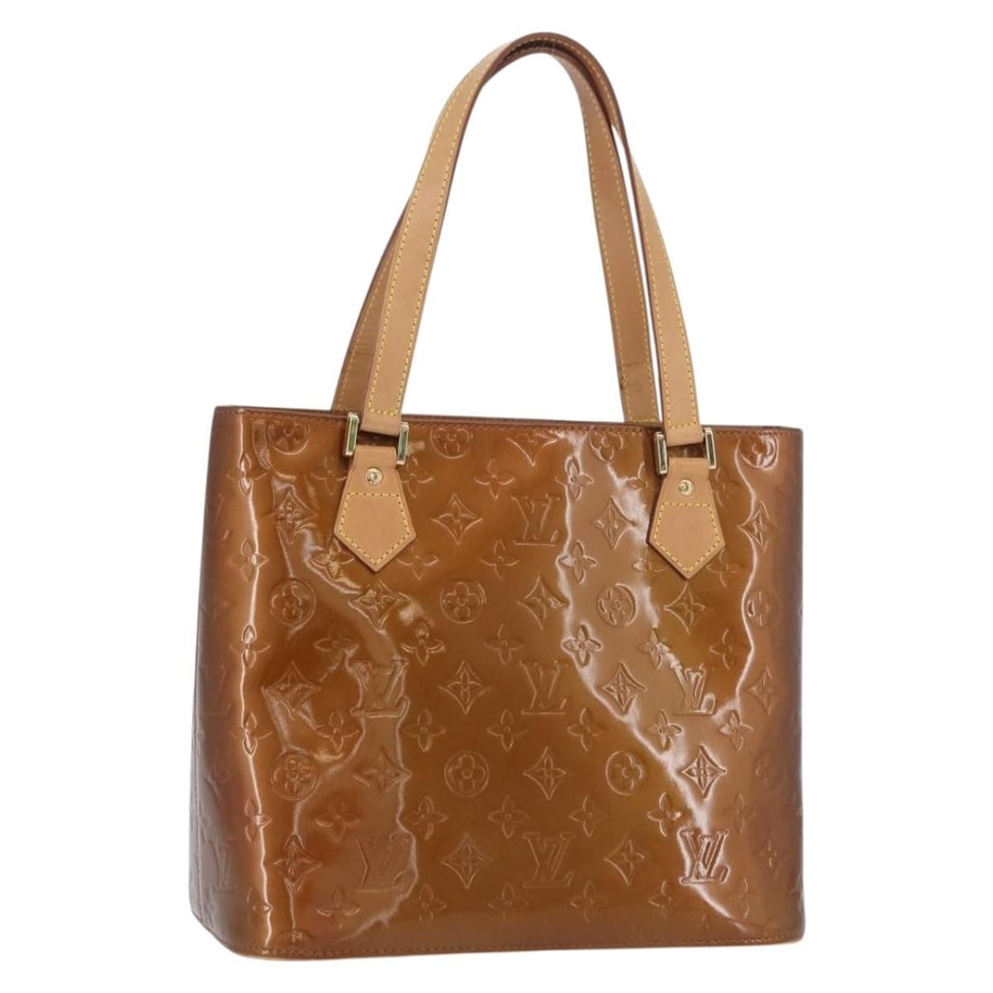 Louis Vuitton Houston Bronze Patent Leather Women's Handbag M91122: Louis Vuitton Houston Bronze Patent Leather Women's Handbag M91122 This Louis Vuitton Monogram Vernis Houston handbag features a bronze patent leather exterior and is designed for women. Crafted in Sp
