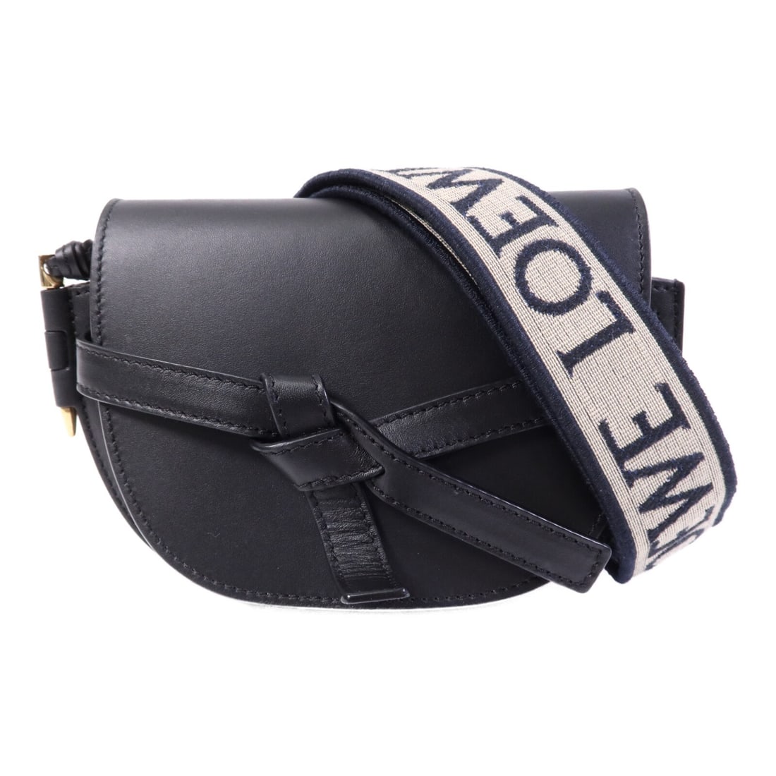 Loewe Mini Gate Dual Black Calfskin Shoulder Bag with Gold Hardware: Loewe Mini Gate Dual Black Calfskin Shoulder Bag with Gold Hardware This LOEWE Mini Gate Dual Shoulder Bag is crafted from premium black calfskin leather and features gold-tone hardware. Designed for 