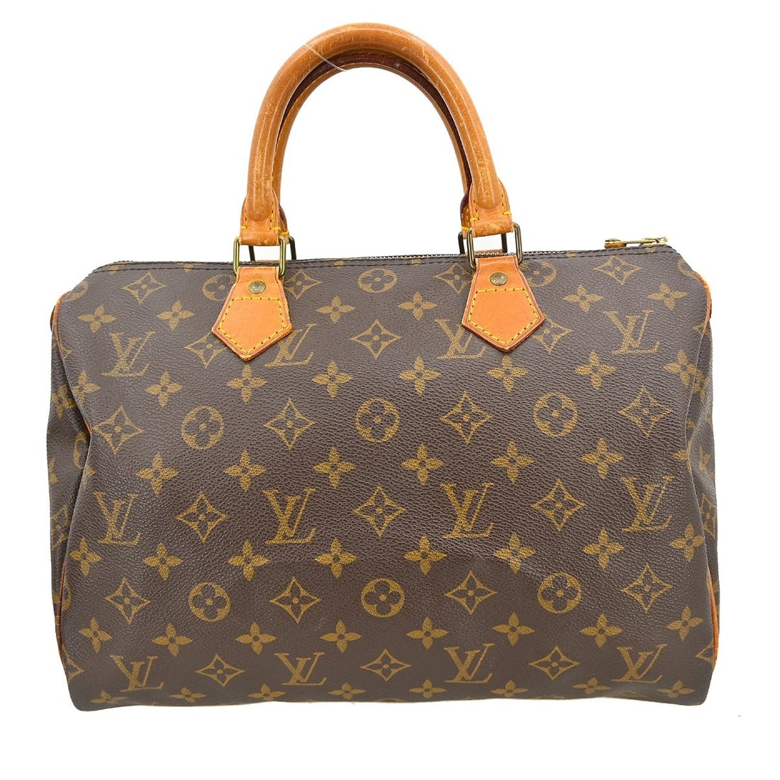 Louis Vuitton Speedy 30 Monogram Canvas Satchel Bag Brown M41526: Louis Vuitton Speedy 30 Monogram Canvas Satchel Bag Brown M41526 This Louis Vuitton Speedy 30 handbag features the iconic monogram canvas exterior with beige leather double handles and a zip closure. 
