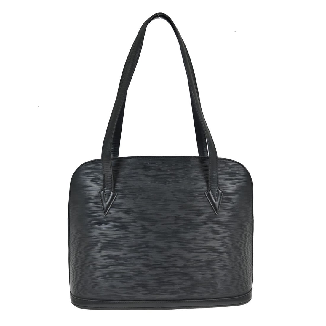 Louis Vuitton Epi Lussac Black Leather Shoulder Bag M52282: Louis Vuitton Epi Lussac Black Leather Shoulder Bag M52282 This Louis Vuitton Lussac shoulder bag features a black Epi leather exterior with the signature logo accent and double handles. Designed in a