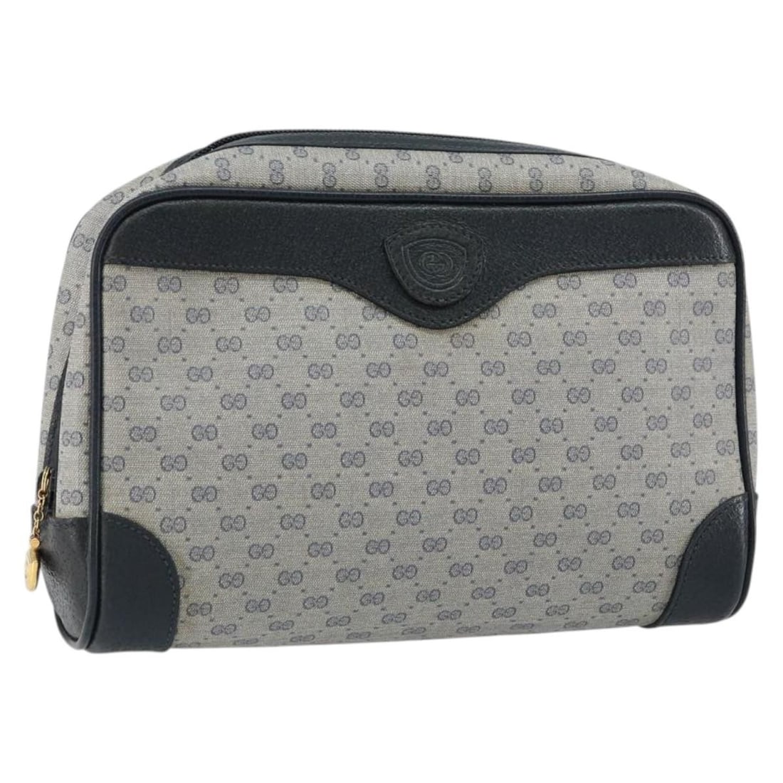 GUCCI Navy Gold Micro GG Canvas Clutch Bag PVC Leather Auth 014 89 0094: GUCCI Navy Gold Micro GG Canvas Clutch Bag PVC Leather Auth 014 89 0094 This GUCCI Micro GG Canvas Clutch Bag is a stylish accessory crafted from durable PVC leather in a sophisticated navy and gold c