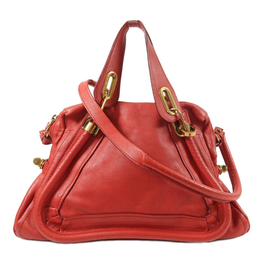 Red Calfskin Chloe Two Way Shoulder Bag with Gold Hardware (1 of 14)