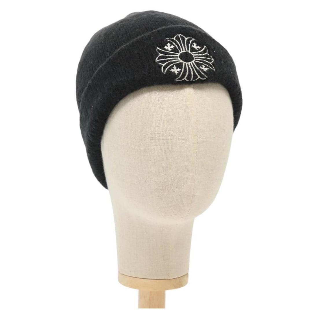 Chrome Hearts Black Woolwatch Cap CH Plus Stitch Authenticated: Chrome Hearts Black Woolwatch Cap CH Plus Stitch Authenticated This Chrome Hearts CH Plus Stitch Woolwatch Cap is a stylish accessory crafted from high-quality wool in a classic black color. Made in t