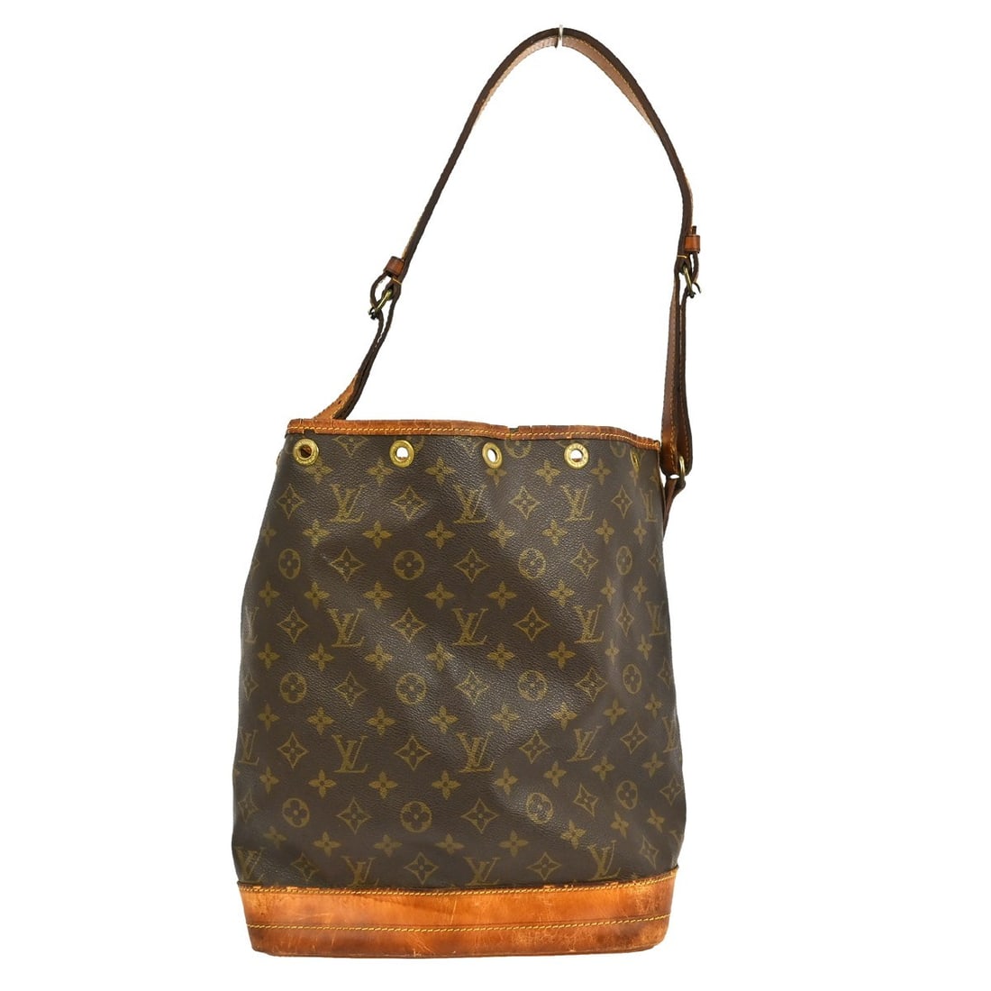 Louis Vuitton Noe Monogram Canvas Medium Shoulder Bag M42224: Louis Vuitton Noe Monogram Canvas Medium Shoulder Bag M42224 This vintage Louis Vuitton Noe shoulder bag features the iconic Monogram canvas leather exterior with a beige shoulder strap and brown lini