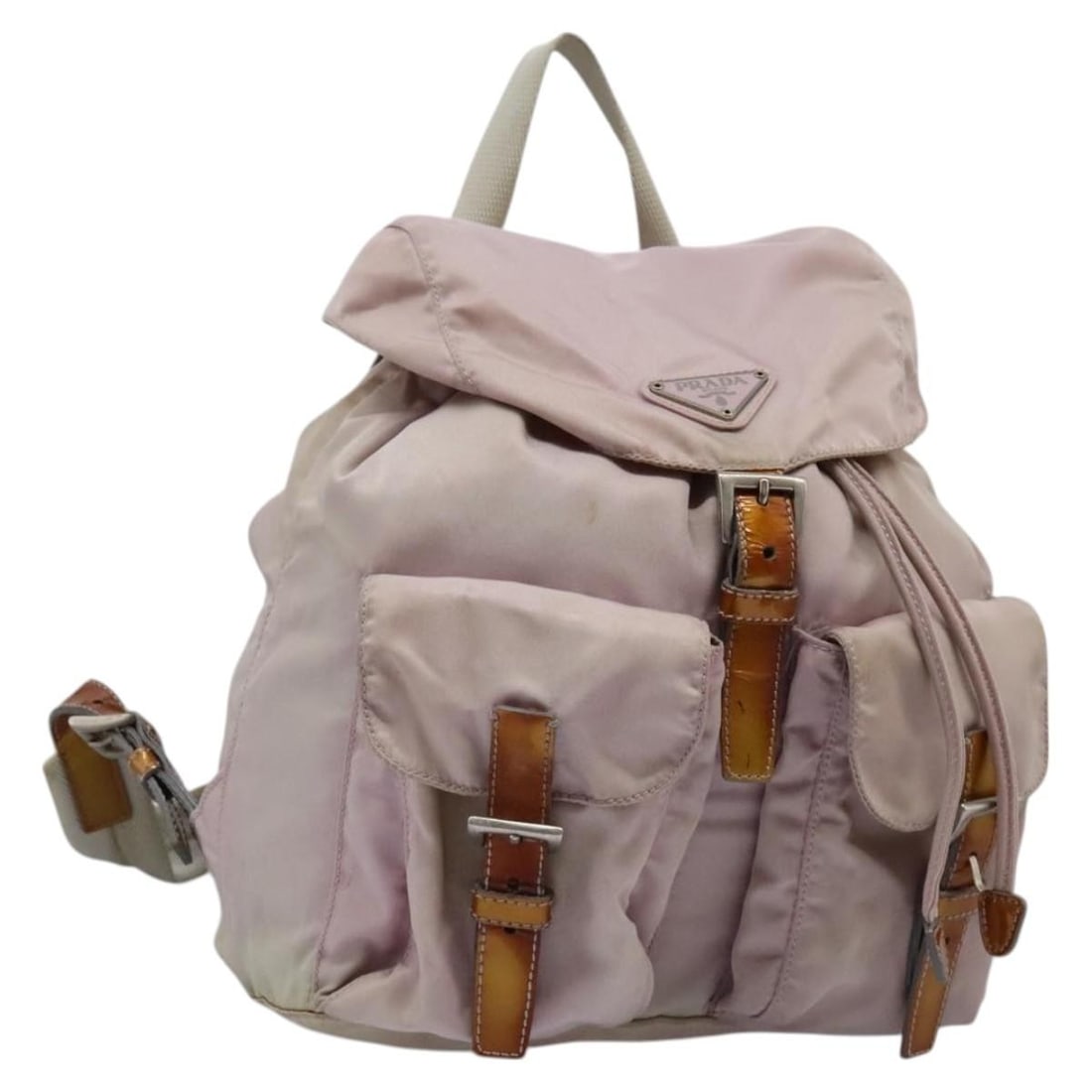 Pink Nylon Women's Handbag by Prada with Silver Accents and Guarantee Card: Pink Nylon Women's Handbag by Prada with Silver Accents and Guarantee Card This PRADA handbag features a pink and silver nylon exterior with silver-tone hardware. Designed for women, it offers a compa