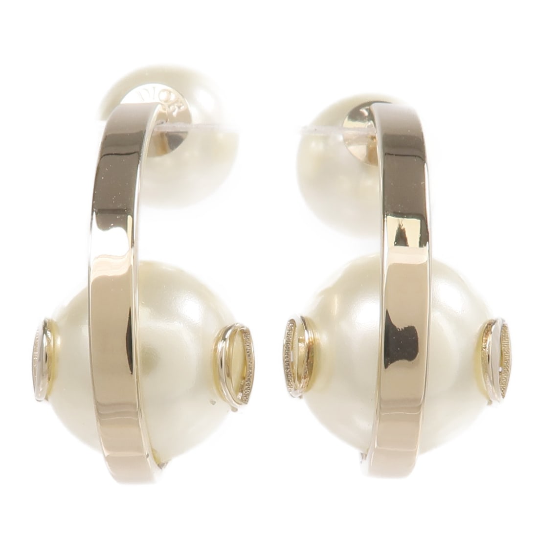 Dior Gold Tone Metal Pierced Earrings for Women: Dior Gold Tone Metal Pierced Earrings for Women Christian Dior pierced earrings for women, featuring a gold-colored metal finish and a classic design without stones. These earrings are crafted in Fran