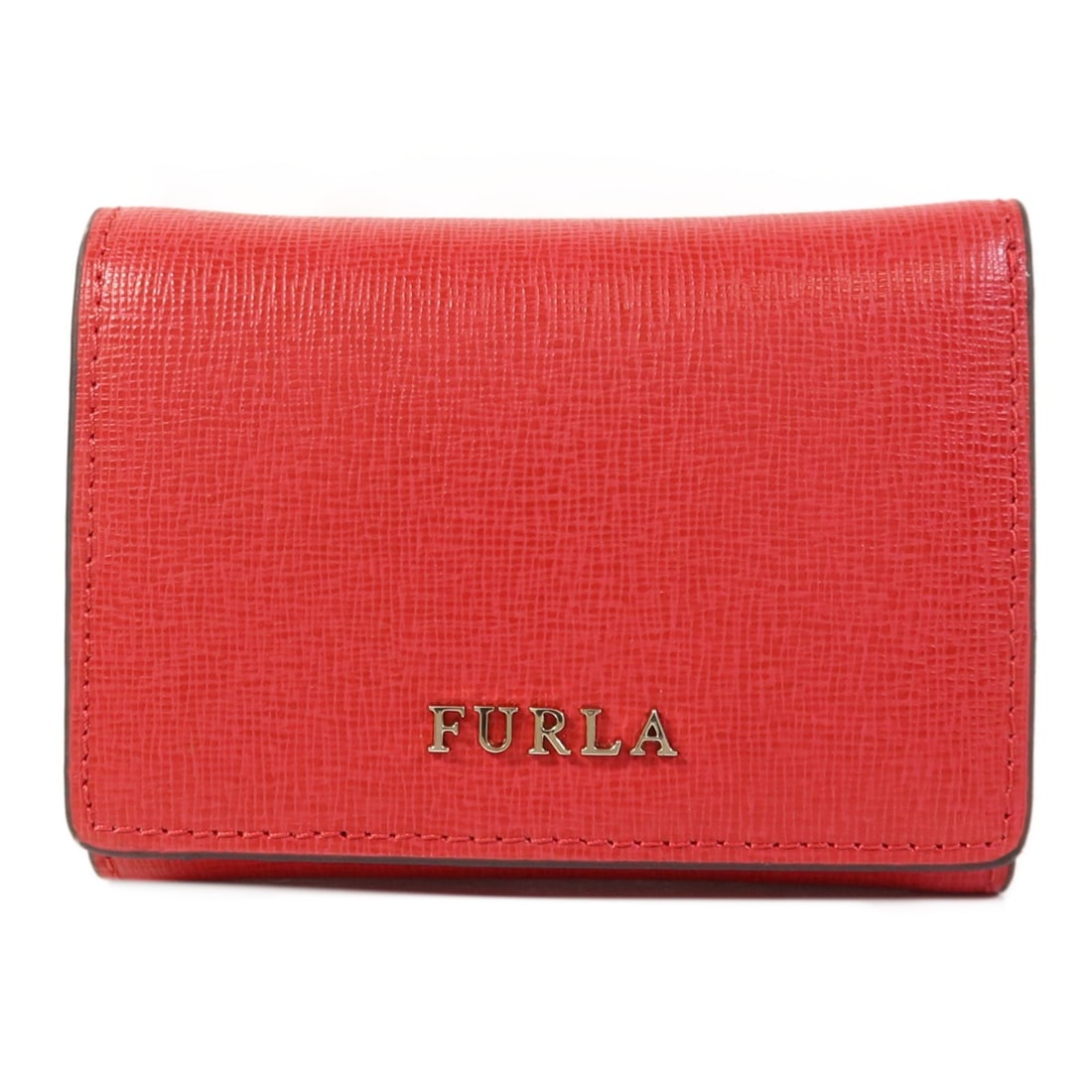 Furla Red Calfskin Leather Tri-fold Wallet GHW Italy: Furla Red Calfskin Leather Tri-fold Wallet GHW Italy This stylish Furla tri-fold wallet is crafted from high-quality calfskin leather, featuring a vibrant red color that adds a pop of personality to y