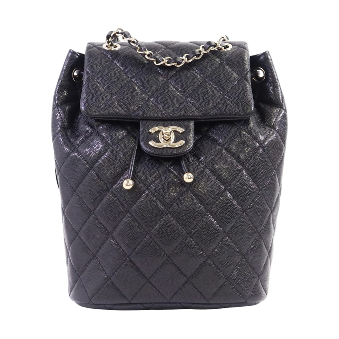 Black Calfskin CHANEL AS4059 CC Chain Backpack with Gold Hardware: Black Calfskin CHANEL AS4059 CC Chain Backpack with Gold Hardware This Chanel rucksack backpack features black calfskin leather and is designed with a gold-tone chain and signature CC accents. Made in