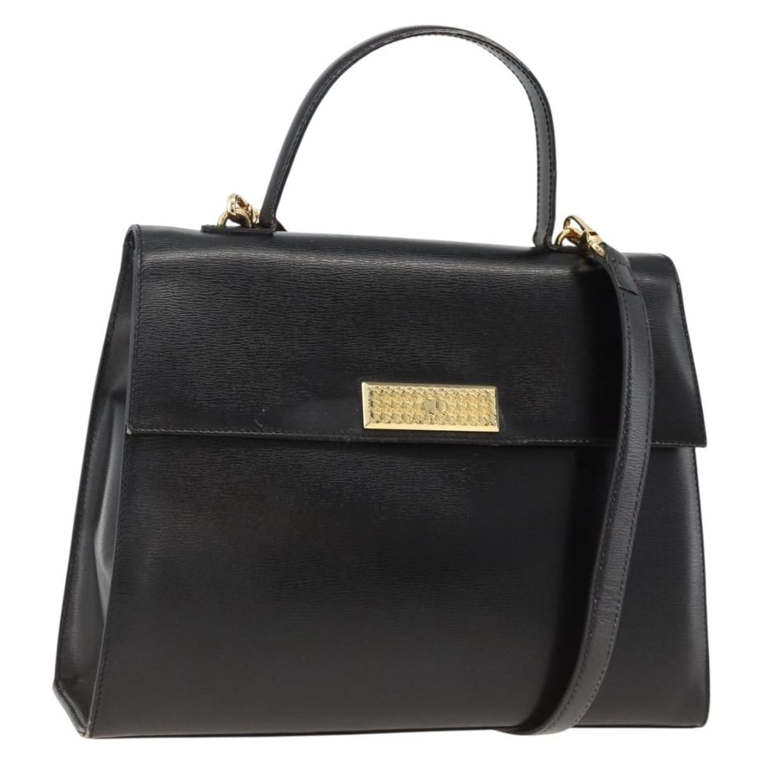 Christian Dior Black Leather Two Way Shoulder and Handbag with Gold Accents: Christian Dior Black Leather Two Way Shoulder and Handbag with Gold Accents This Christian Dior handbag is crafted from black leather and features a versatile 2-way design. It is equipped with both a 