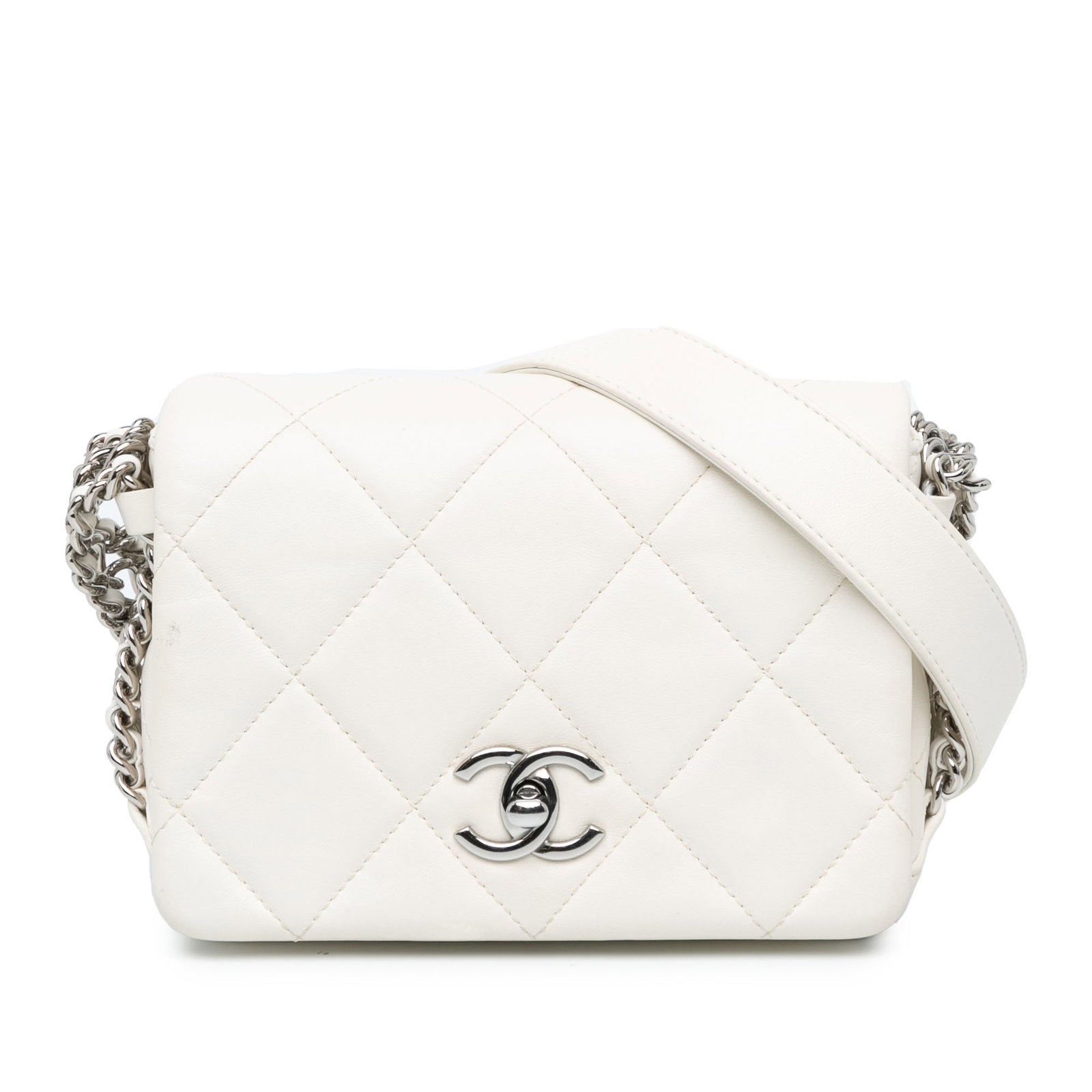 Chanel Mini Quilted Lambskin White Crossbody Bag (1 of 12)