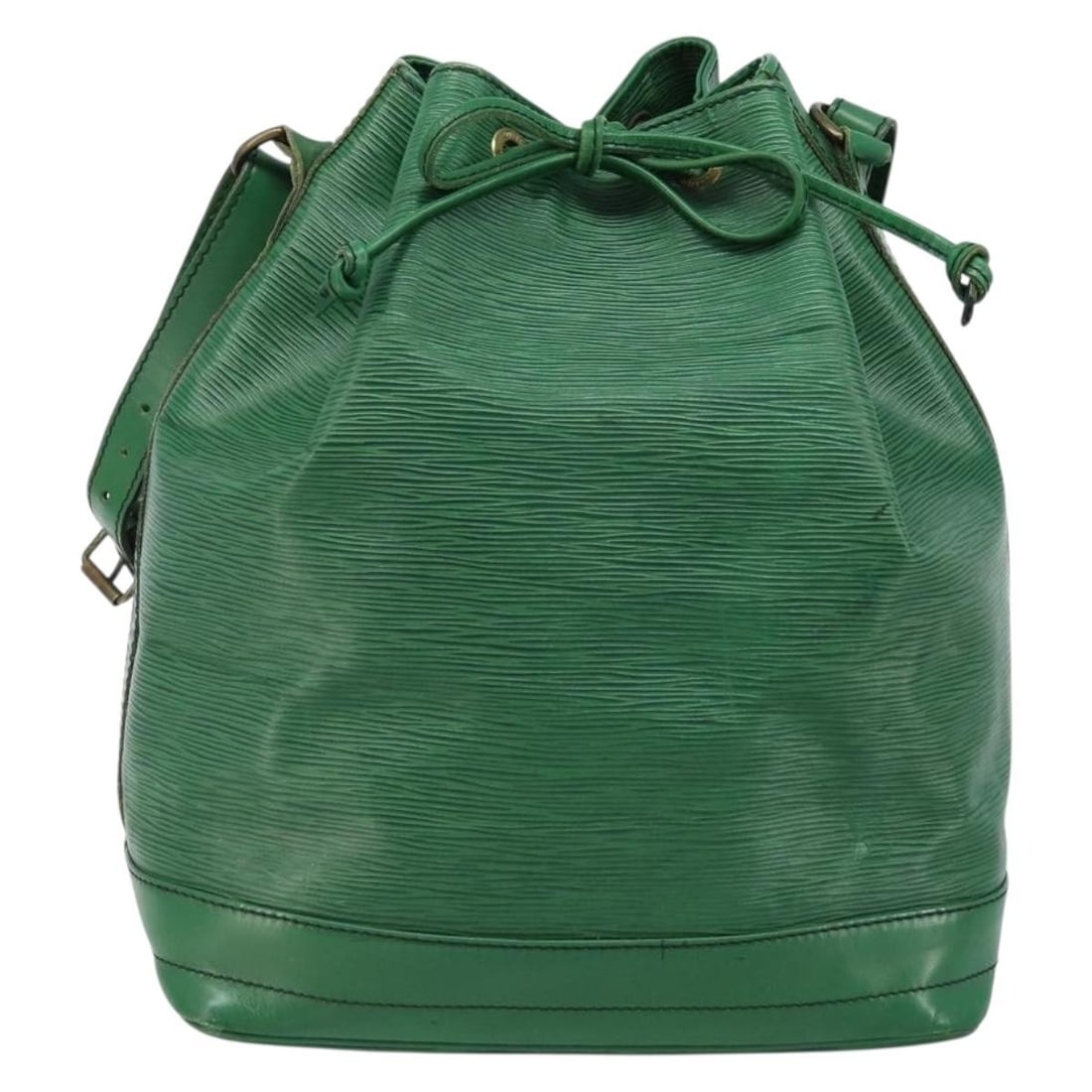 Louis Vuitton Noe Green Leather Shoulder Bag France 27cm: Louis Vuitton Noe Green Leather Shoulder Bag France 27cm This Louis Vuitton Noe shoulder bag features a green leather exterior and is designed for women. The bag has visible rubbing, stains, deformati