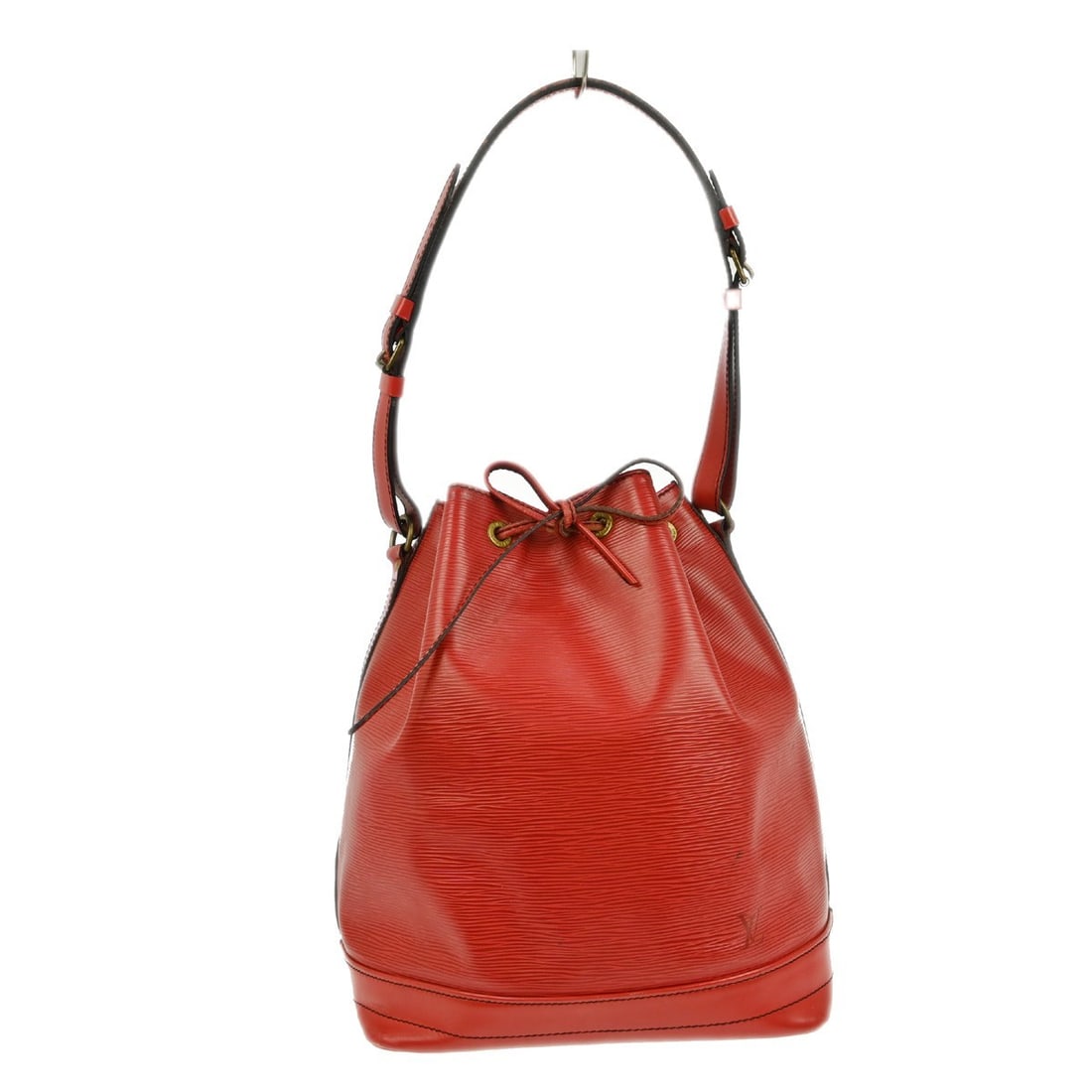 Louis Vuitton Noe Medium Red Epi Leather Shoulder Bag M44007 Vintage: Louis Vuitton Noe Medium Red Epi Leather Shoulder Bag M44007 Vintage This striking Louis Vuitton Noe Shoulder Bag showcases a vibrant red Epi leather exterior, perfect for making a bold statement whil