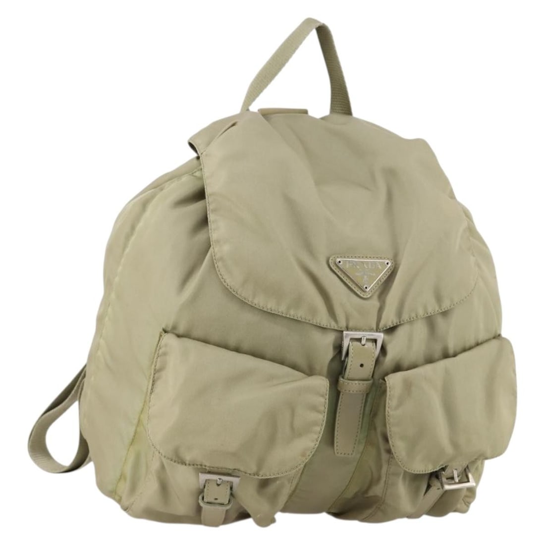 PRADA Beige Silver Nylon Backpack Authentic 147783 Italy (1 of 18)