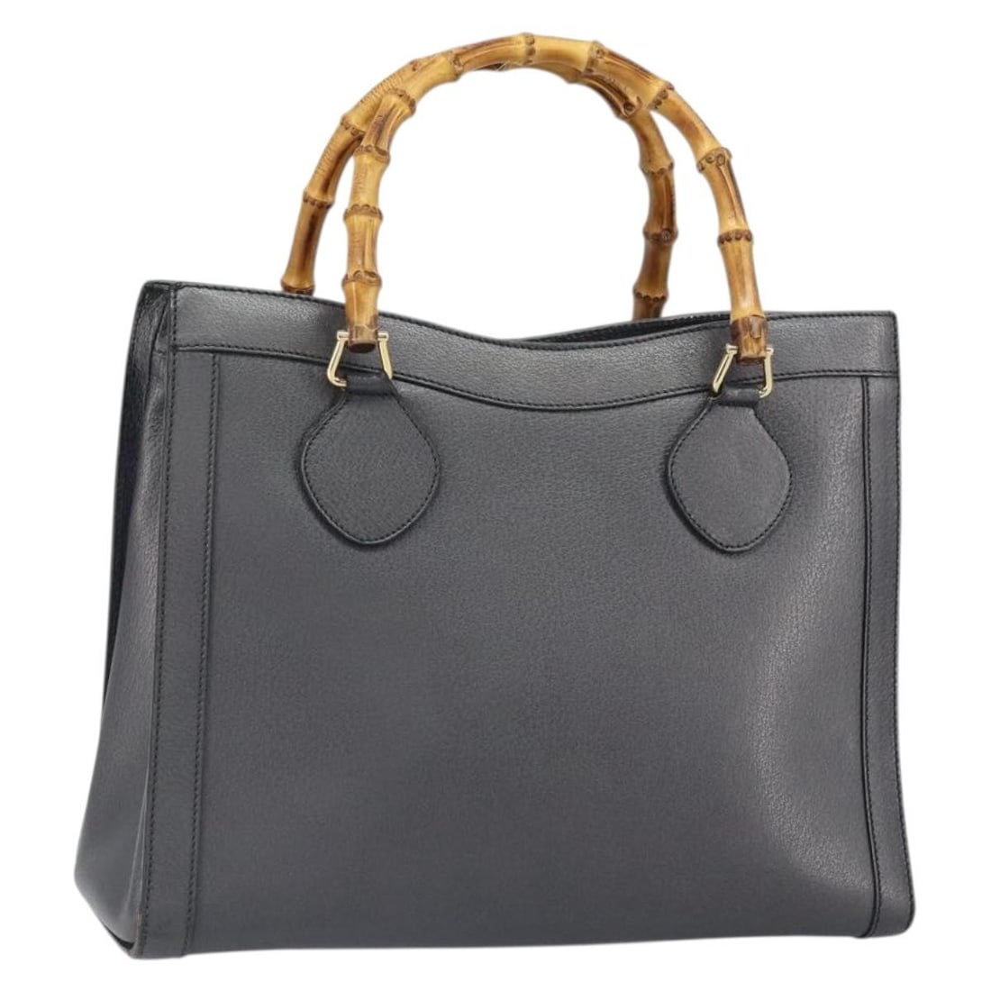 Gucci Gray Leather Bamboo Handle Tote Bag Model 160598: Gucci Gray Leather Bamboo Handle Tote Bag Model 160598 This is a GUCCI tote bag crafted from gray leather with gold-tone accents and bamboo-style handles. The bag features a spacious interior and is m