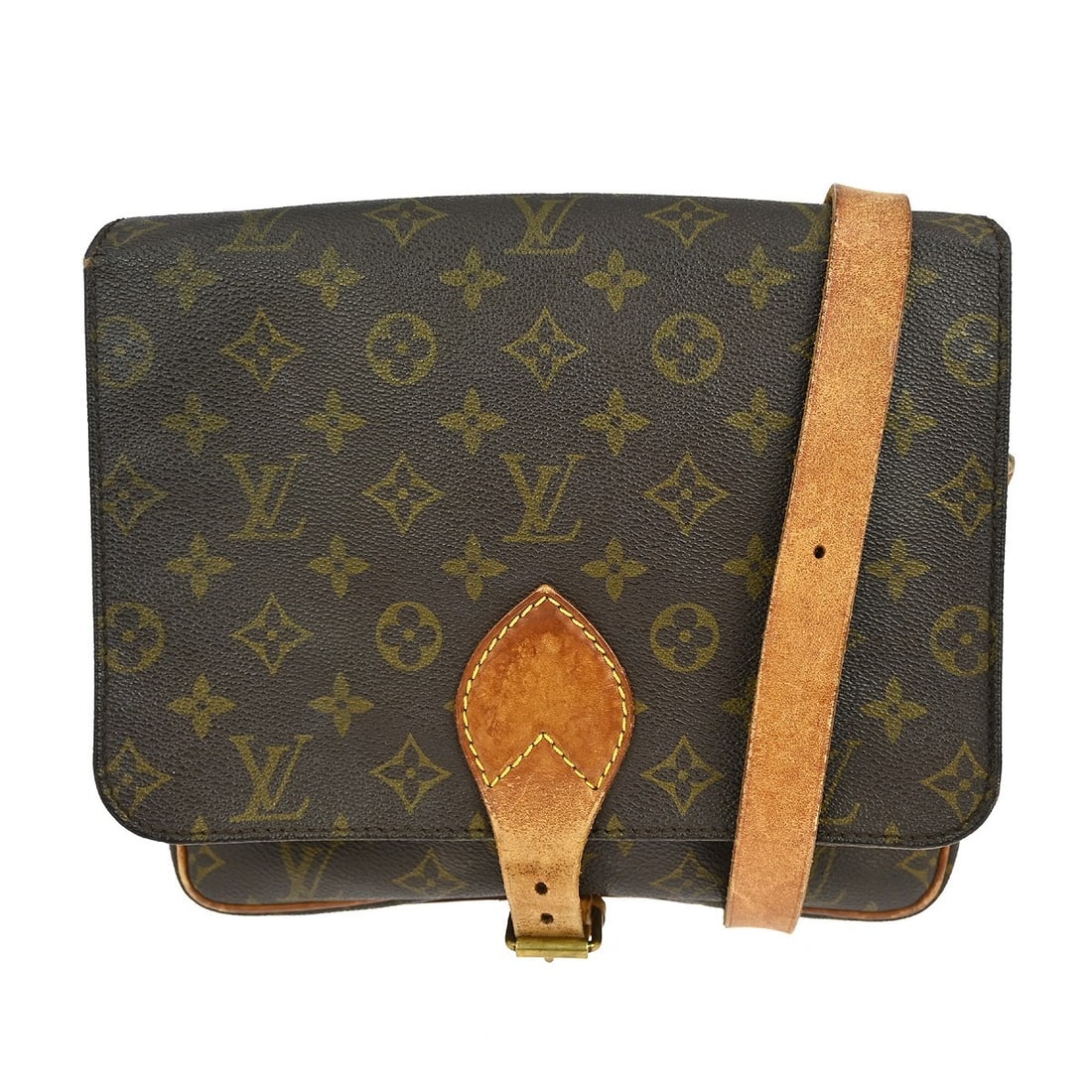 Louis Vuitton Cartouchiere GM Monogram Canvas Shoulder Bag Brown M51252: Louis Vuitton Cartouchiere GM Monogram Canvas Shoulder Bag Brown M51252 This is a vintage Louis Vuitton Cartouchiere GM shoulder bag, crafted from classic monogram canvas with leather trim. The bag fe