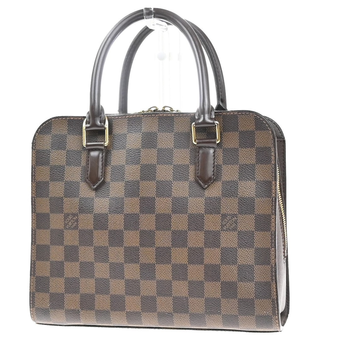 Damier Canvas Triana Satchel by Louis Vuitton France: Damier Canvas Triana Satchel by Louis Vuitton France This Louis Vuitton Triana Bag features the signature Damier canvas in brown and is designed for women. The bag showcases gold-plated hardware and w
