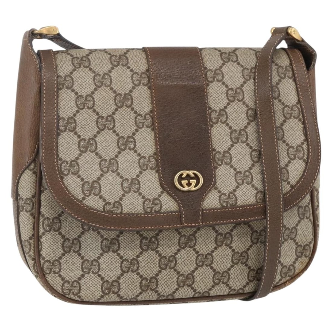 GUCCI GG Supreme Beige Gold Shoulder Bag PVC Italy Auth: GUCCI GG Supreme Beige Gold Shoulder Bag PVC Italy Auth This authentic GUCCI GG Supreme Shoulder Bag combines style and functionality with its chic beige and gold color scheme. Crafted in Italy, it fe