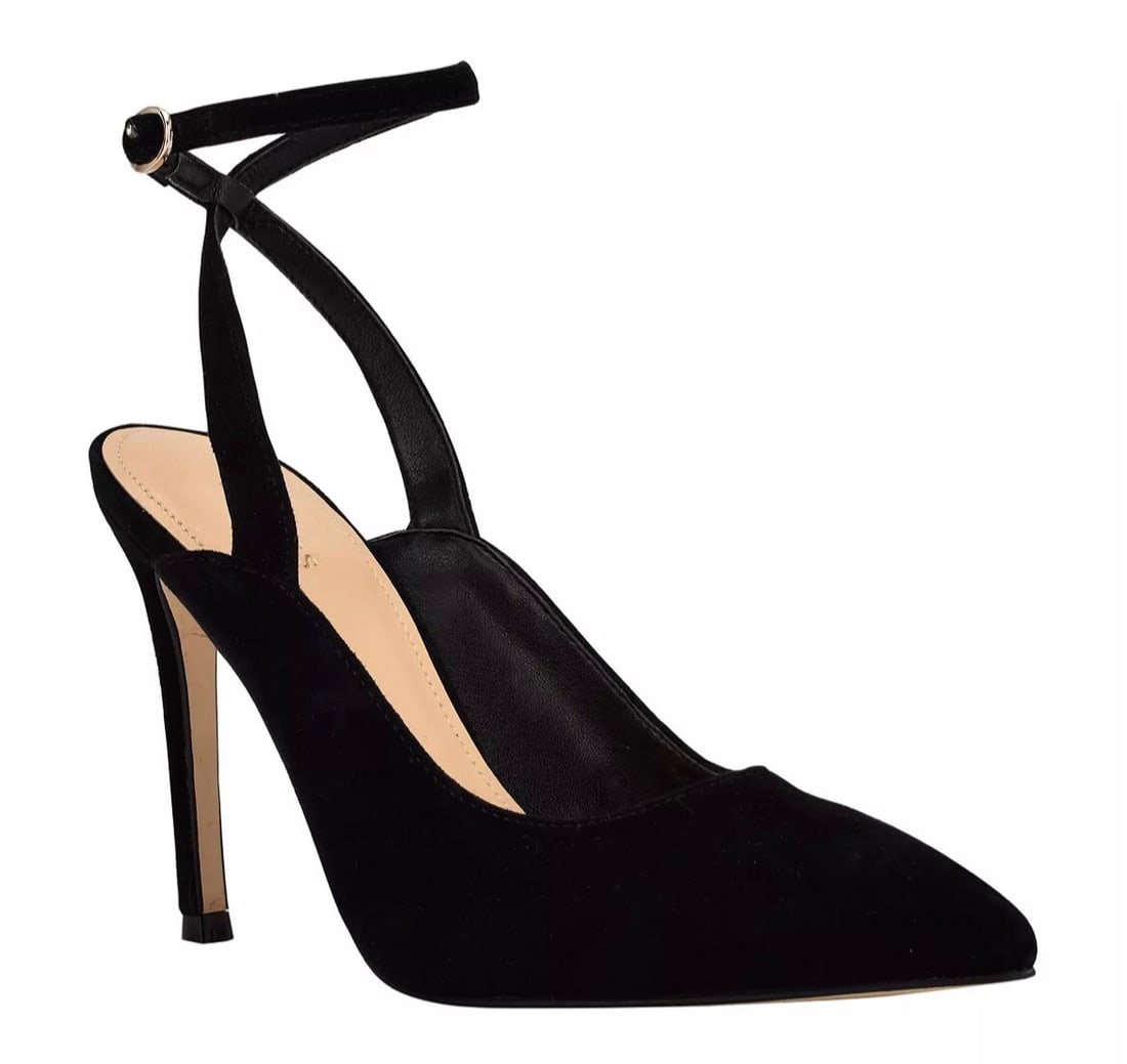 GUESS Cilea Black Suede Ankle Strap Stiletto Pumps 6.5 (1 of 4)