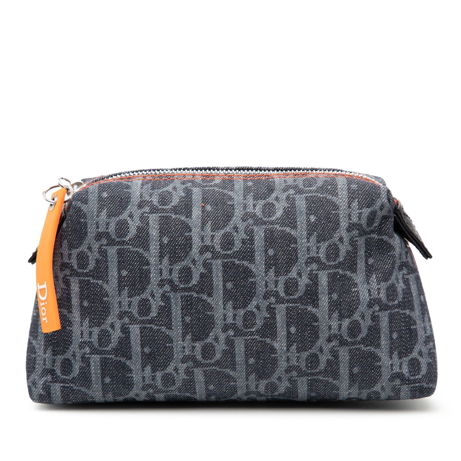 Dior Blue Denim Oblique Pattern Makeup Zip Pouch (1 of 7)