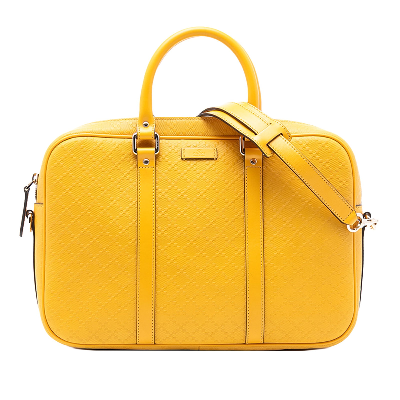 Gucci Yellow Medium Diamante Leather Business Bag with Strap (1 of 7)