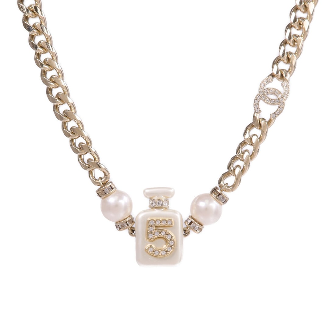 Chanel Gold Tone CC Pendant Necklace for Women (1 of 9)
