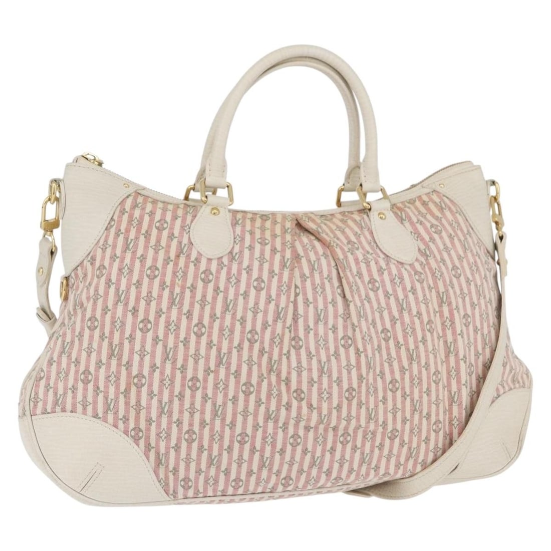 Louis Vuitton Croisette Mini Lin Marina GM Pink Canvas Handbag With Strap: Louis Vuitton Croisette Mini Lin Marina GM Pink Canvas Handbag With Strap This Louis Vuitton Marina GM Bag from the Mini Lin Croisette collection offers versatile 2-way use as both a handbag and a sho