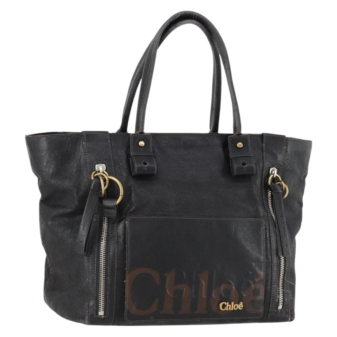 Chloe Black and Gold Polyester Women's Tote Bag 13.4" x 11.4" (1 of 18)