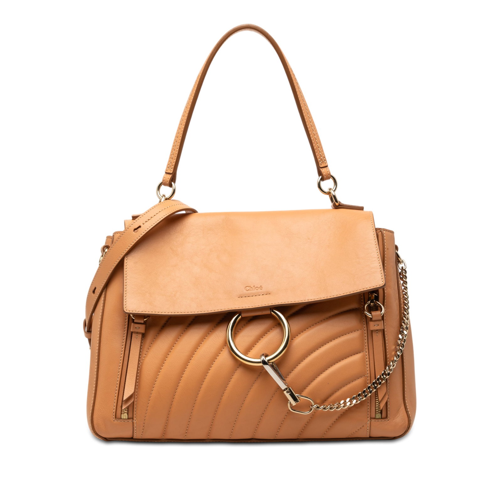 Beige Leather Medium Faye Day Satchel Bag with Quilted Design by Chloe (1 of 7)
