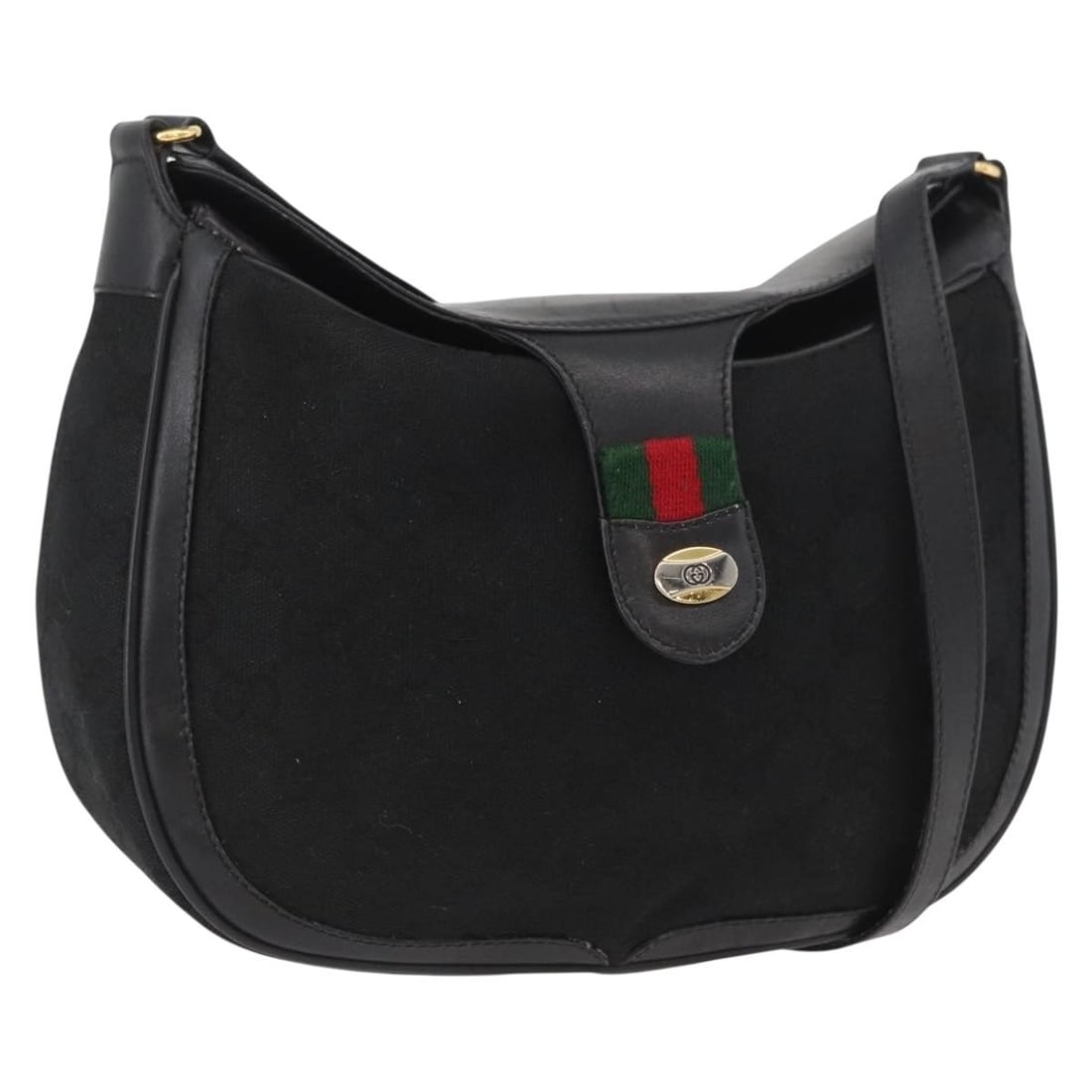 Gucci GG Canvas Black and Gold Sherry Line Women's Shoulder Bag 10 02 056: Gucci GG Canvas Black and Gold Sherry Line Women's Shoulder Bag 10 02 056 This is a Gucci GG Canvas Web Sherry Line shoulder bag in black and gold, designed for women. The bag is crafted from GG canva