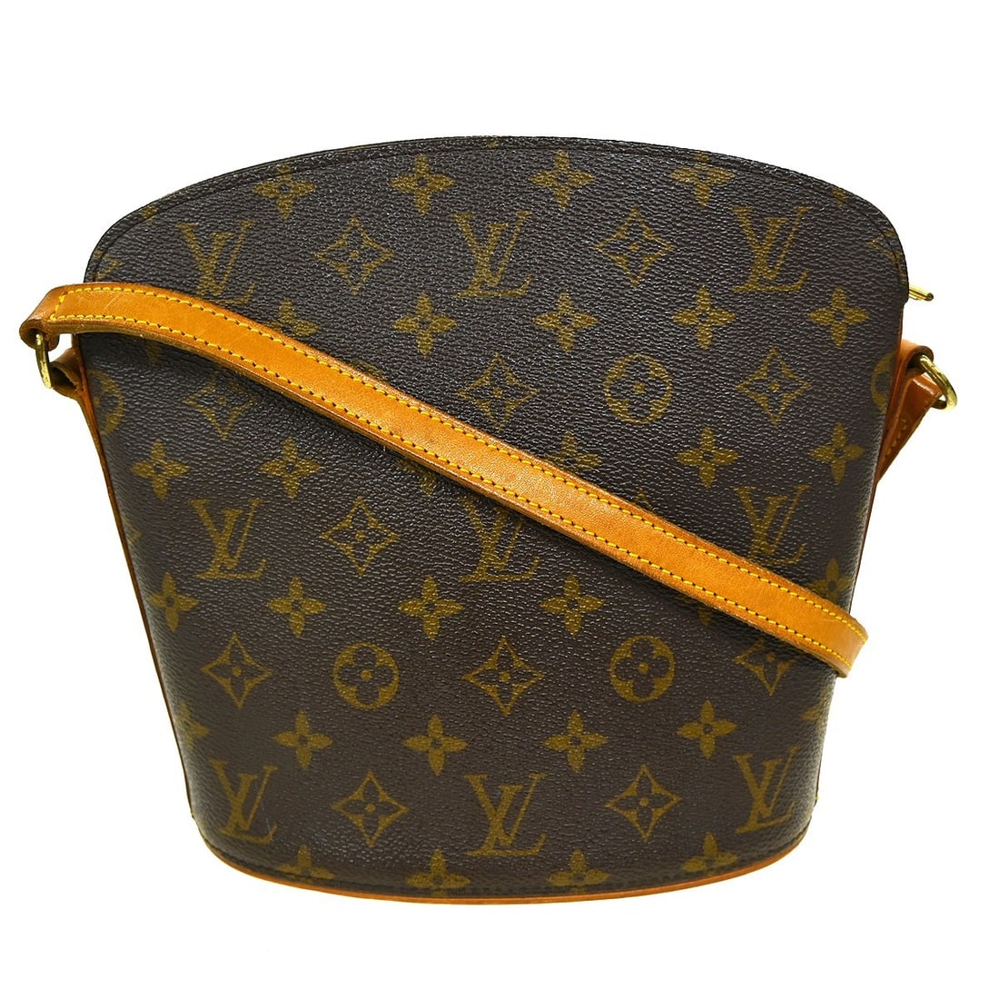 Louis Vuitton Drouot Monogram Canvas Shoulder Bag M51290 Beige Strap: Louis Vuitton Drouot Monogram Canvas Shoulder Bag M51290 Beige Strap This Louis Vuitton Drouot shoulder bag features the iconic monogram canvas leather exterior with brown leather lining. Designed for