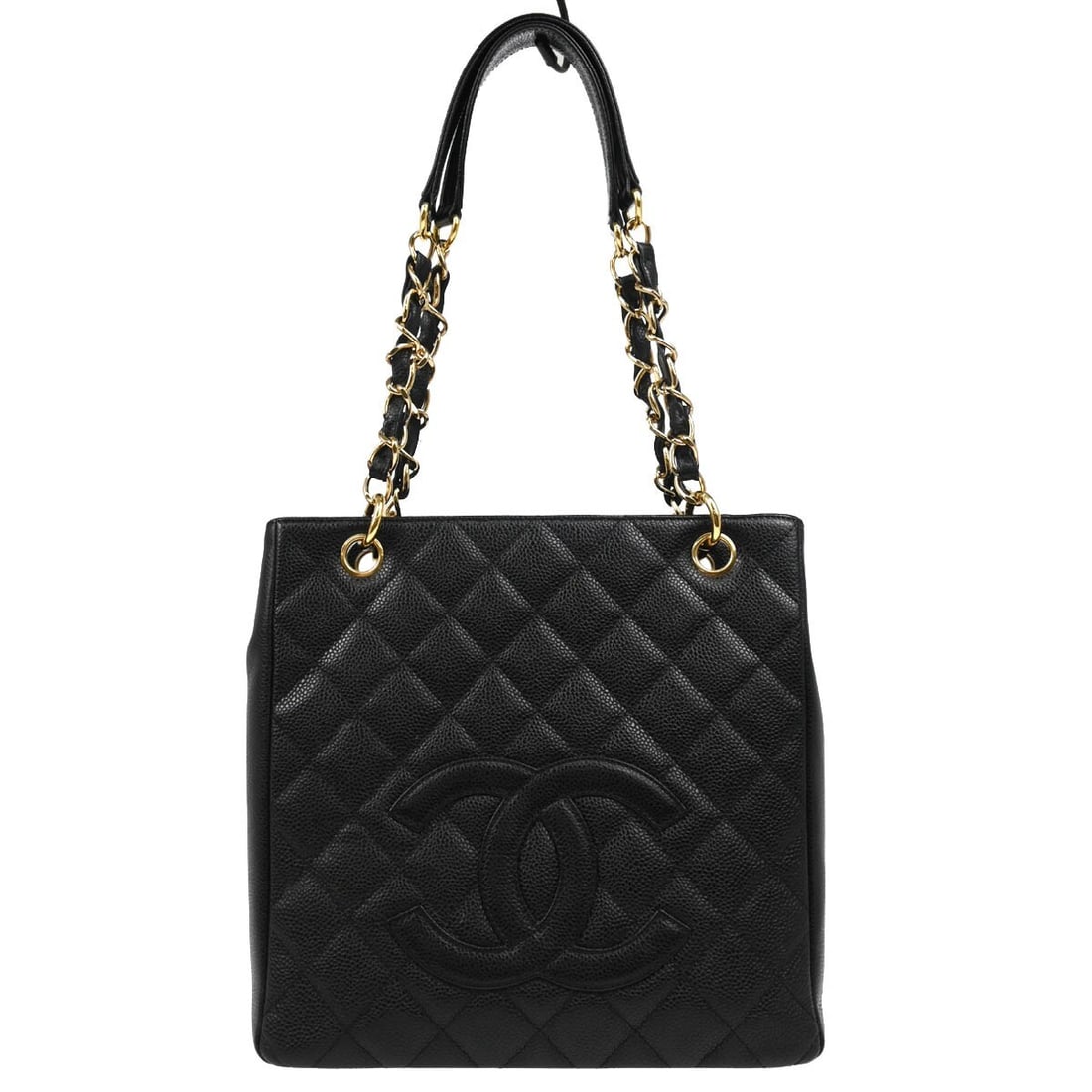 Chanel Black Caviar Calfskin Petite Shopping Tote PST Handbag: Chanel Black Caviar Calfskin Petite Shopping Tote PST Handbag This stylish Chanel Black Calfskin Petite Shopping Tote (PST) features a luxurious caviar skin leather exterior, accented with quilted det