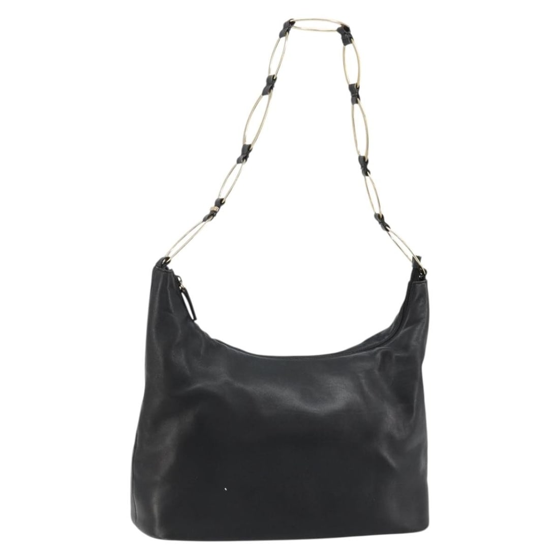 Gucci Black Leather Shoulder Bag with Gold Accents Model 001 1998 1805: Gucci Black Leather Shoulder Bag with Gold Accents Model 001 1998 1805 This is a Gucci women's shoulder bag crafted from black leather with gold-tone accents. The bag features a structured silhouette 