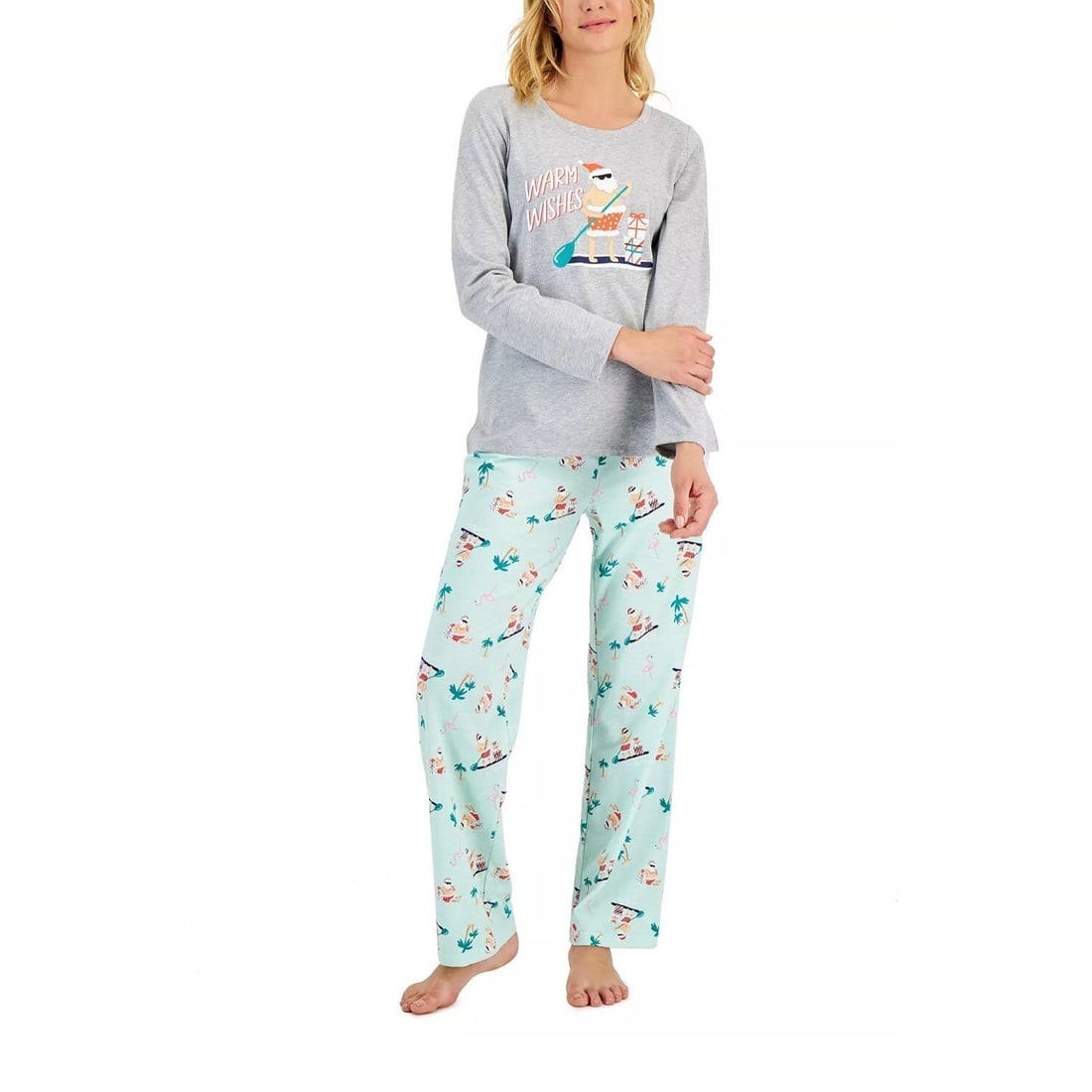 Family Pajamas Women's Tropical Christmas Santa Pajama Set XS (1 of 4)