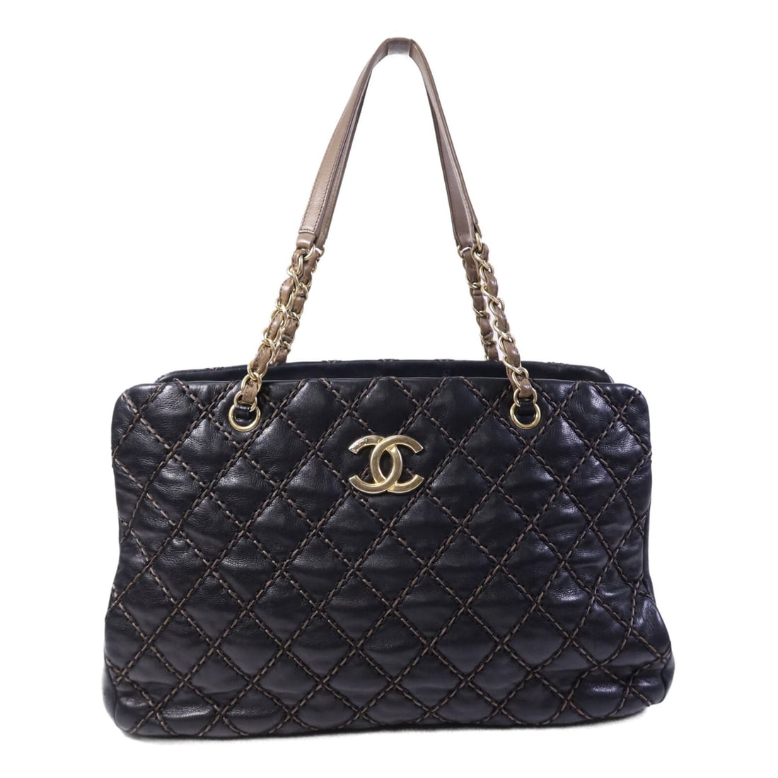 Black Calfskin Leather Shoulder Bag with Gold CC Chain by CHANEL (1 of 15)