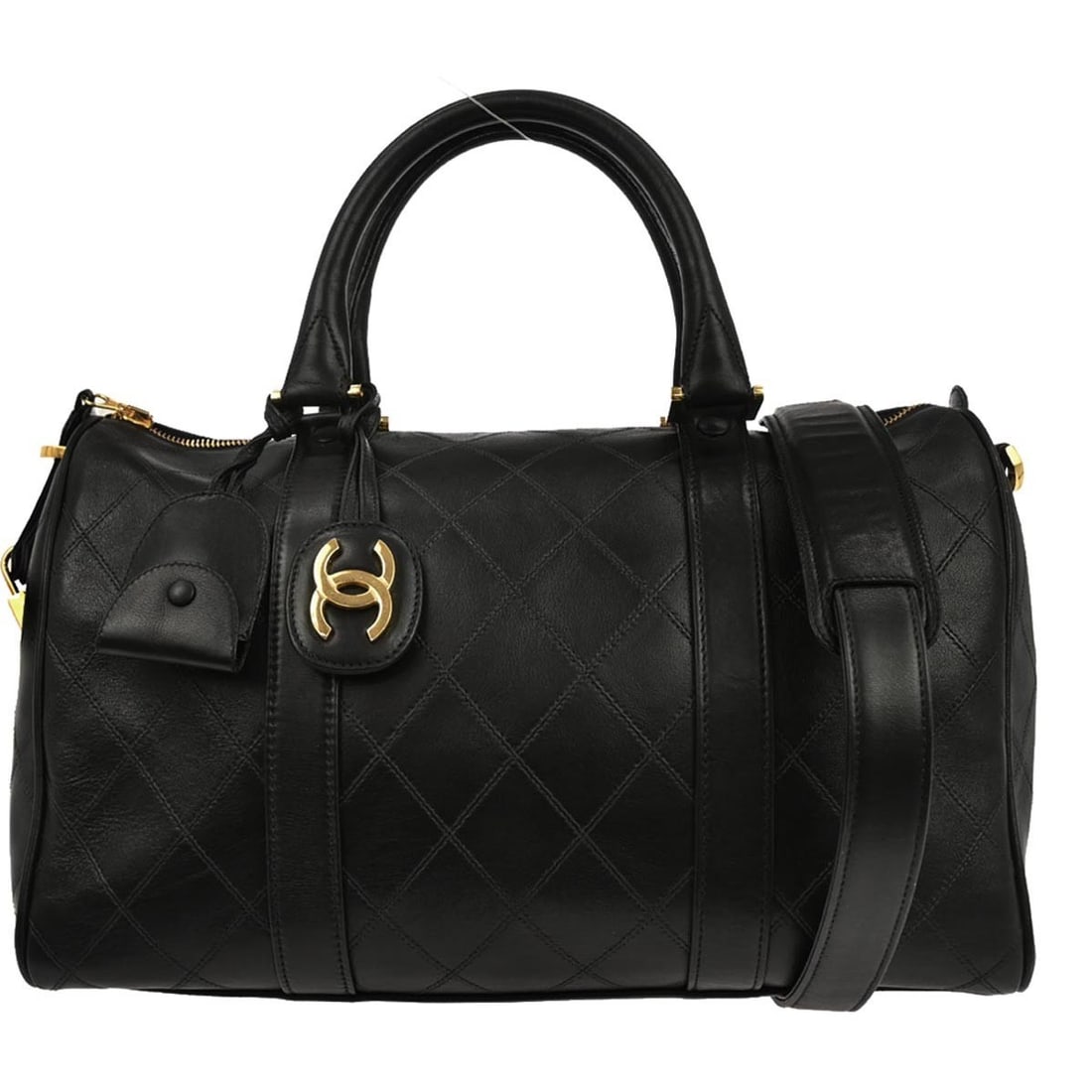 Chanel Bicolore Black Lambskin Leather Medium Duffle Two Way Bag (1 of 10)