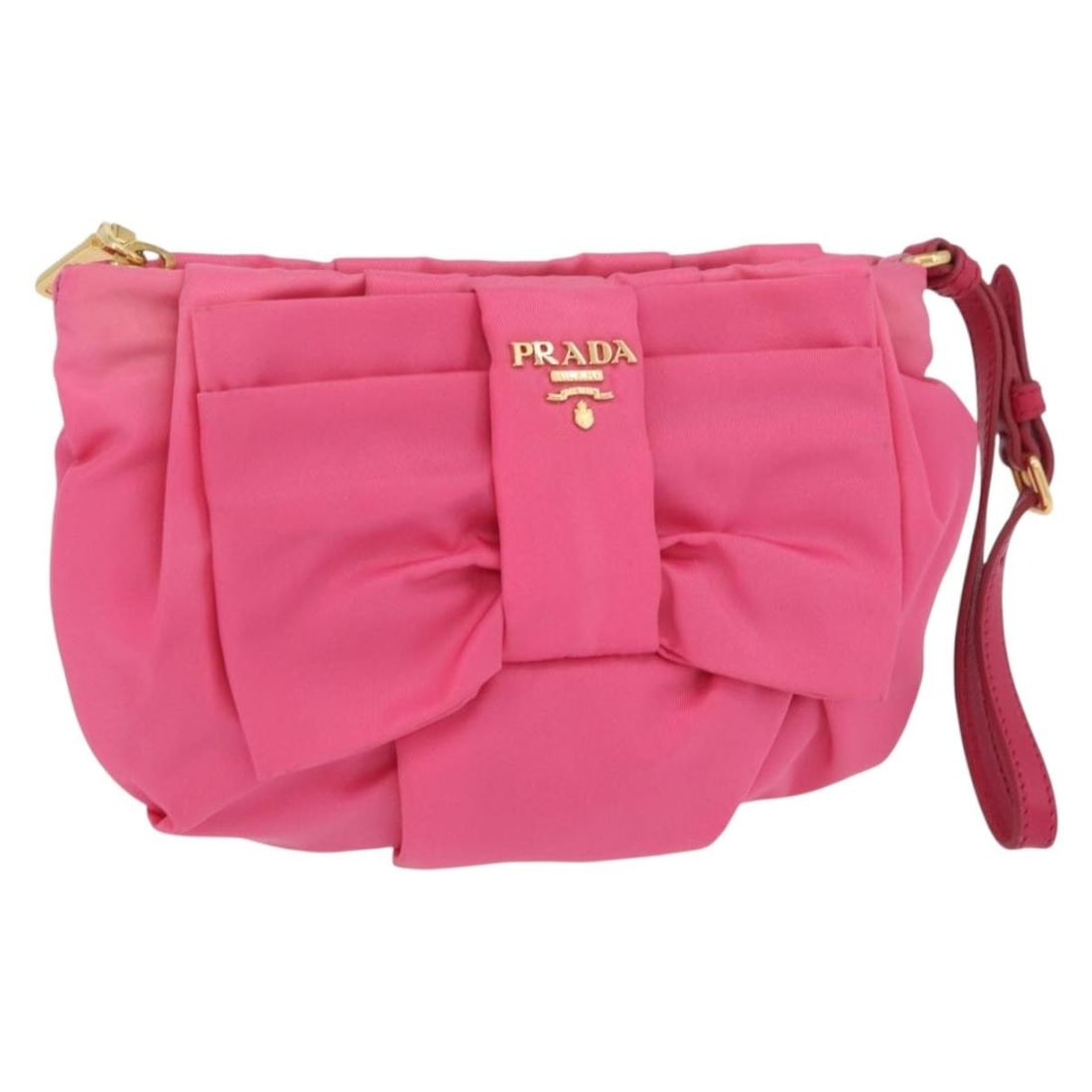 Pink Nylon Prada Pouch with Gold Accents and Guarantee Card (1 of 18)