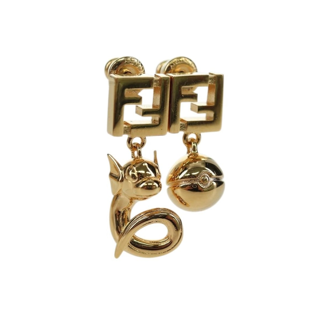 Gold Tone Fendi Fragment Pokemon Dratini Pierce Earring with Box: Gold Tone Fendi Fragment Pokemon Dratini Pierce Earring with Box This FENDI x FRGMT x POKEMON Pierce Dratini earring features a gold tone metal construction and is designed for women. The piece showca