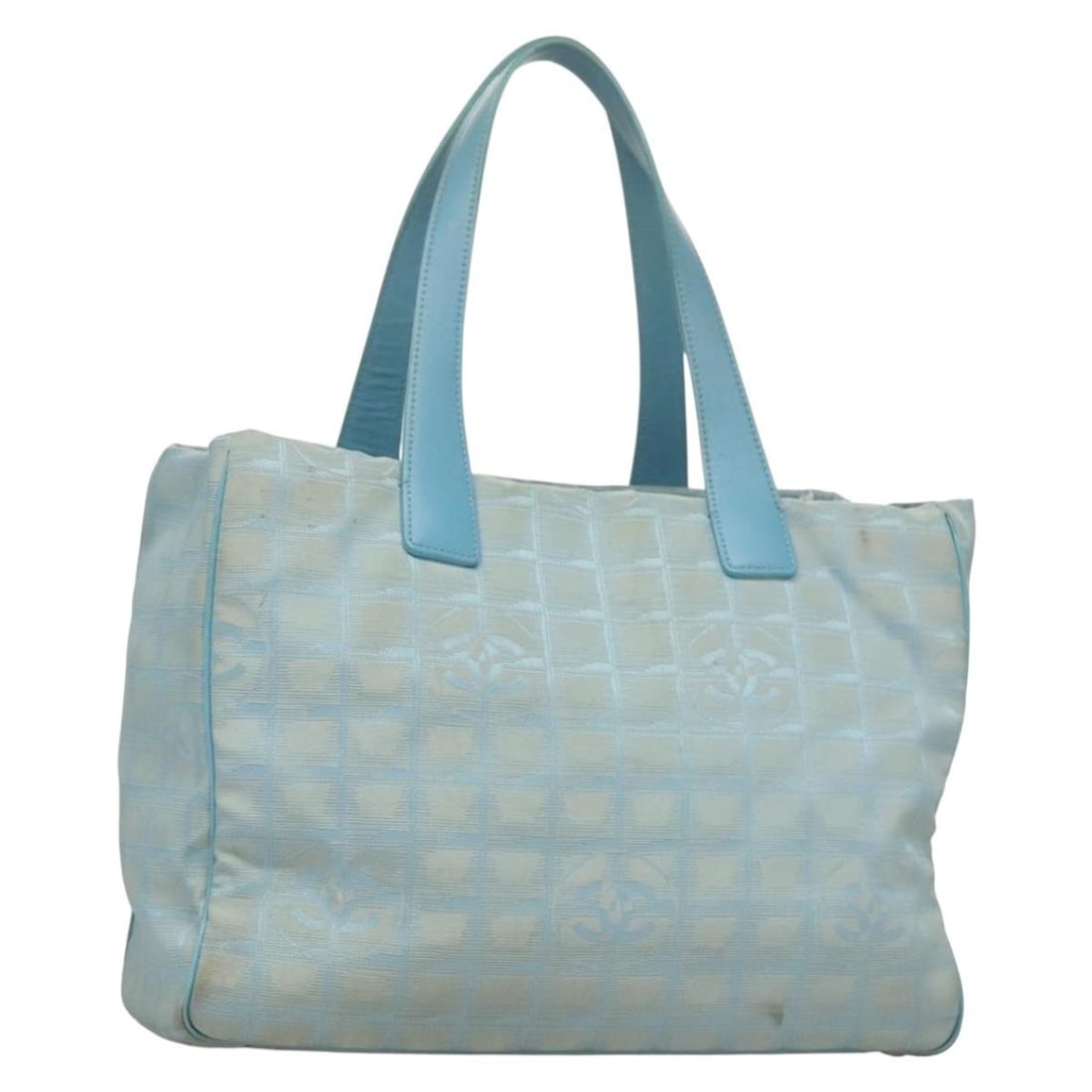 CHANEL New Travel Tote Bag Nylon Light Blue Silver Auth 133486 (1 of 18)