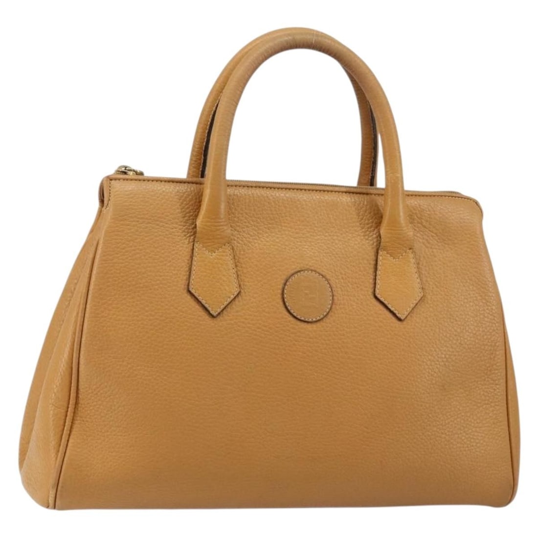FENDI Brown Gold Leather Hand Bag Made in Italy: FENDI Brown Gold Leather Hand Bag Made in Italy This FENDI hand bag is a stylish accessory crafted from high-quality leather, featuring a sophisticated brown and gold color scheme. With approximate di